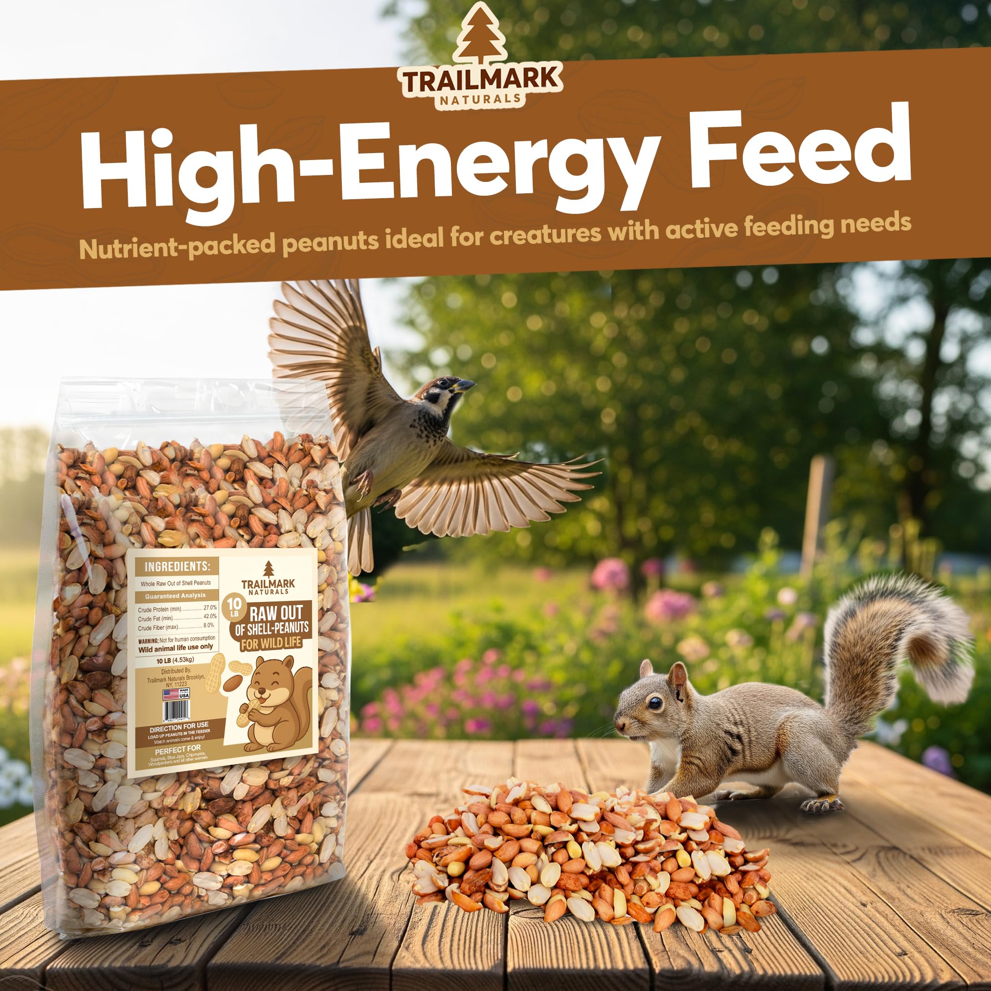 Outdoor wildlife food suitable for squirrels and birds