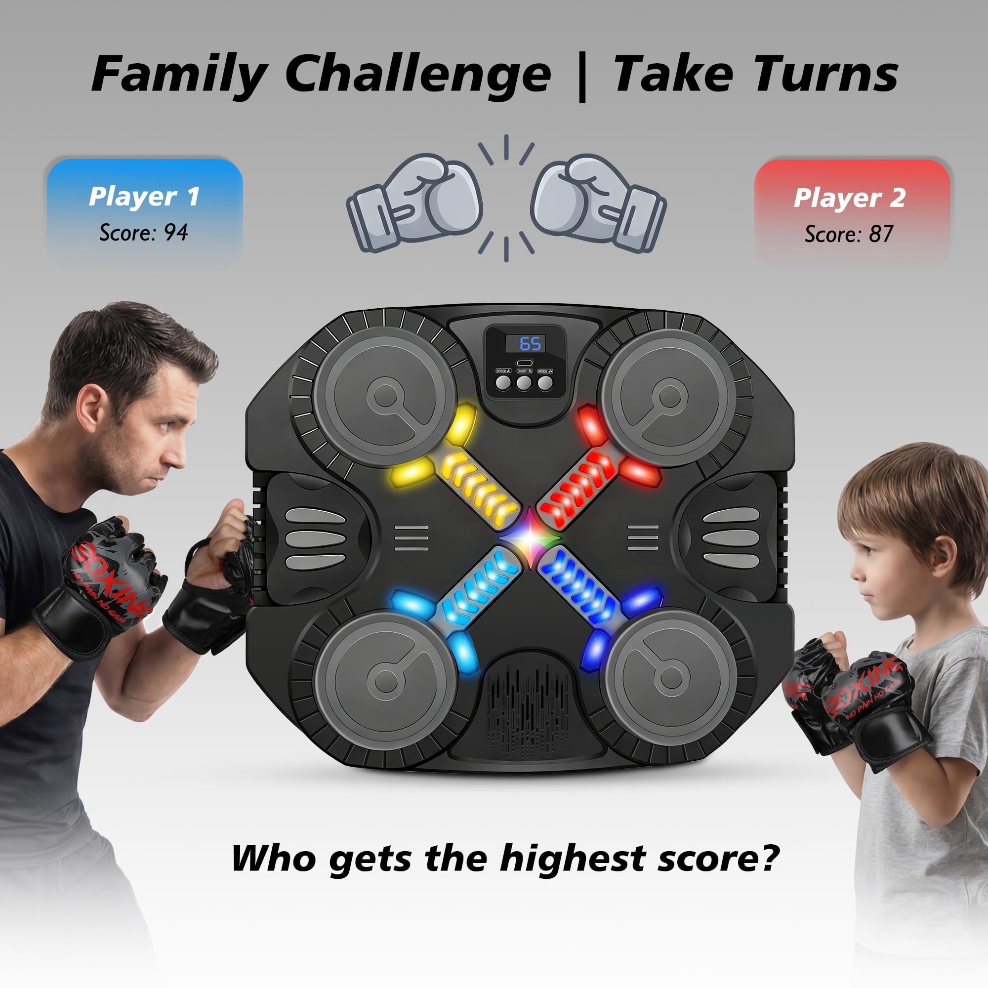 LED lights flash to beat on music boxing machine