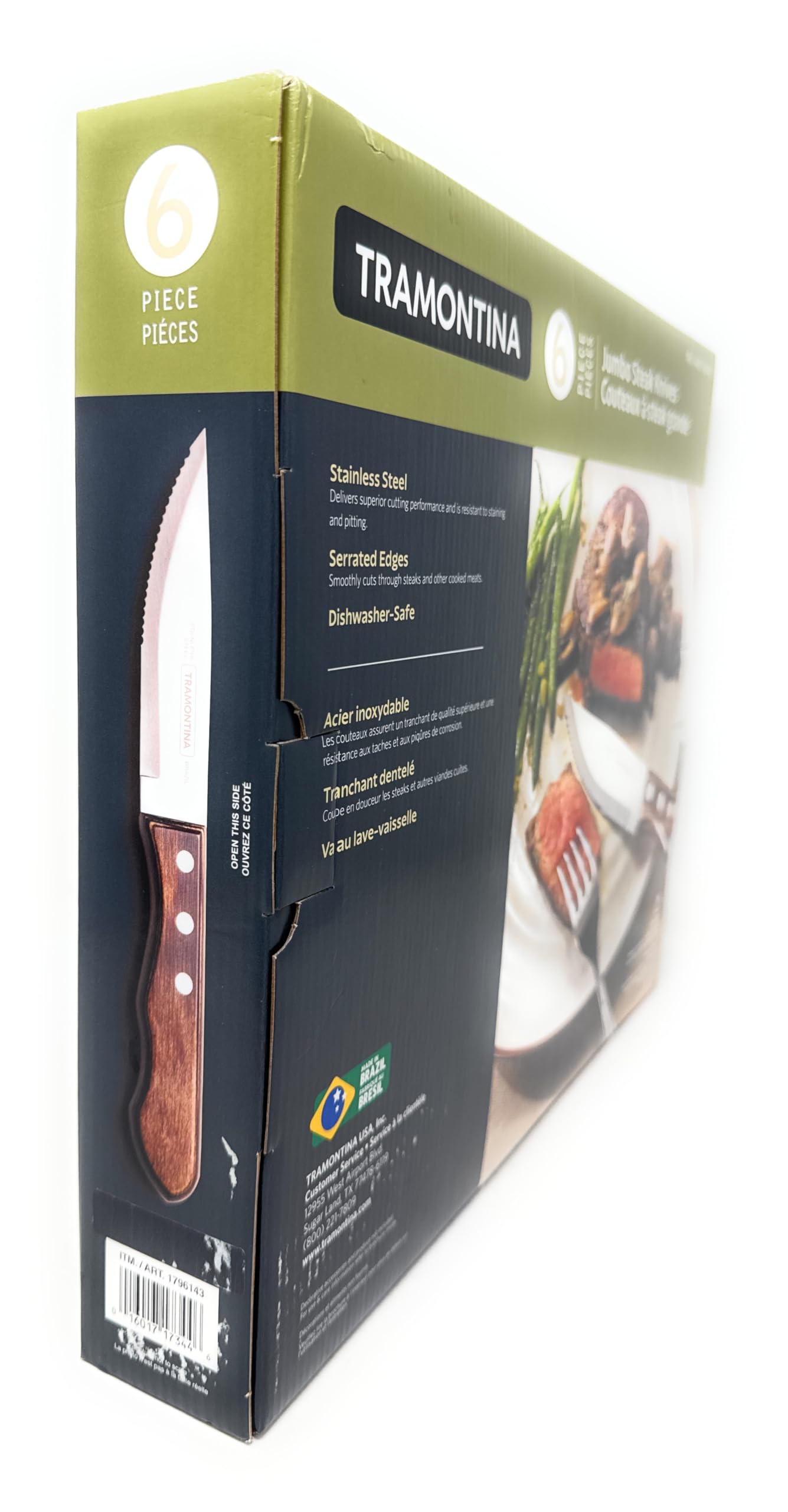 Tramontina jumbo steak knives set 6 pieces