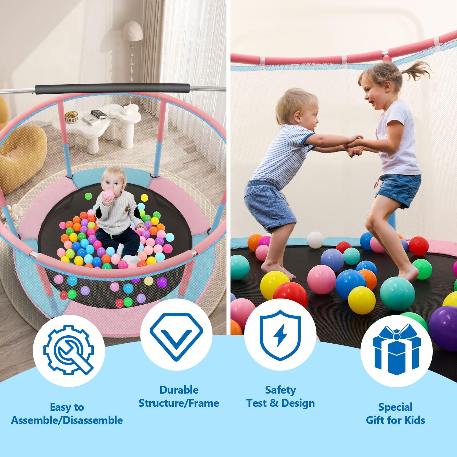 basketball hoop and pump with trampoline accessories