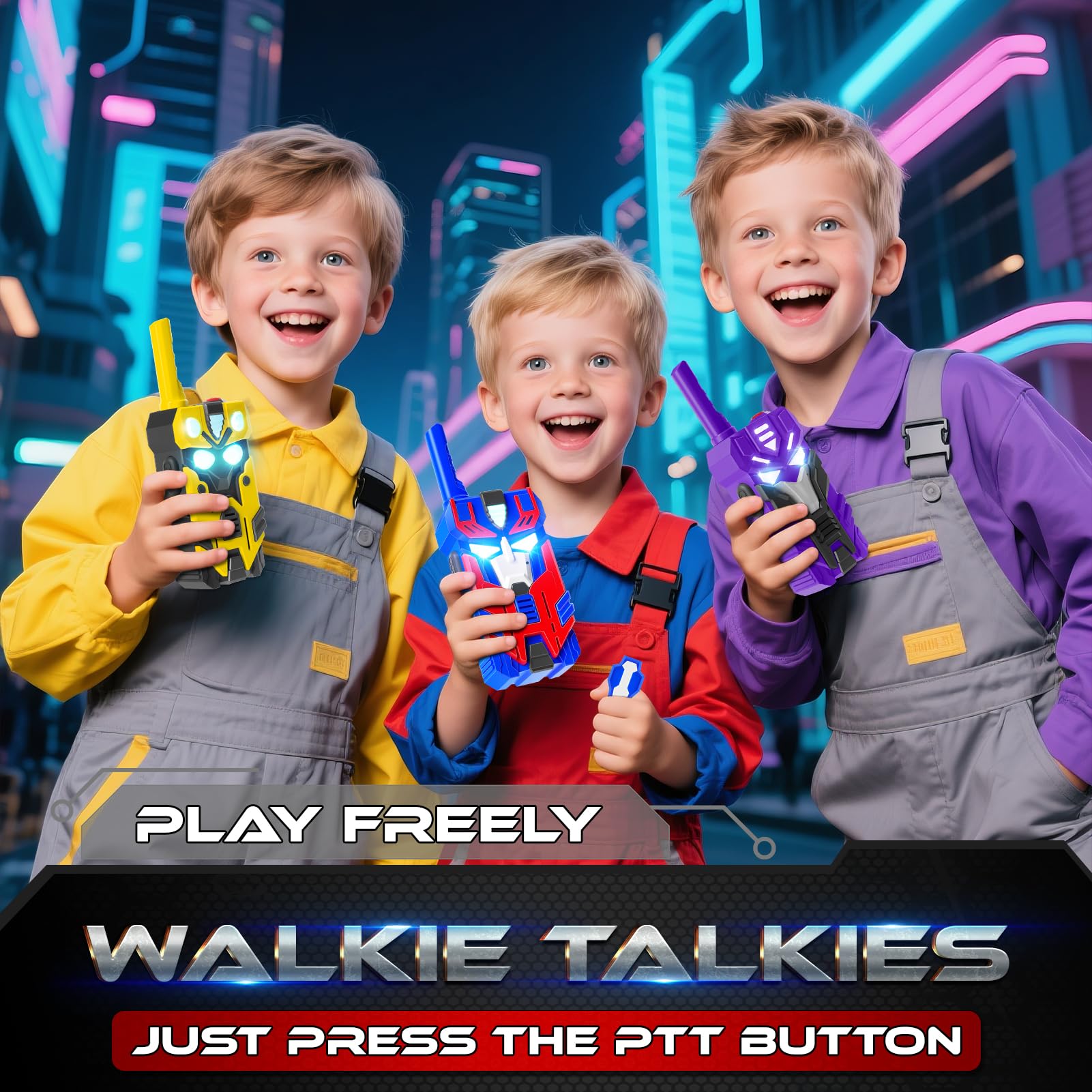 Ages 3-12 Transform Toys Walkie Talkies for Kids 3 Pack