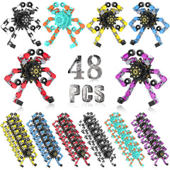 Transformable fidget spinner with six deformation chains and center bearing