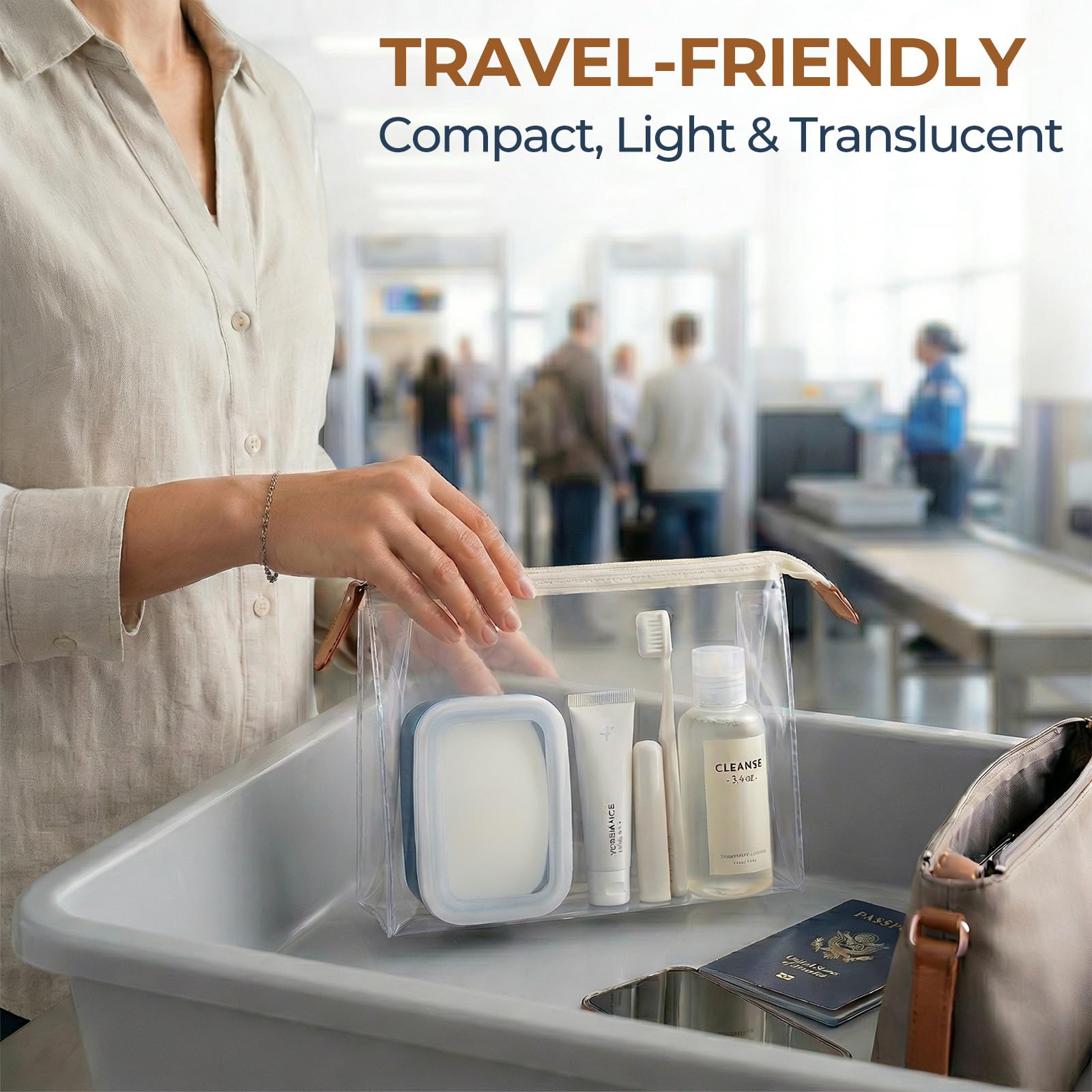 Translucent lid shows soap inside travel case