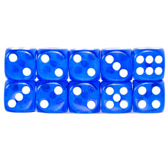 Transparent blue D6 dice 16mm for tabletop games