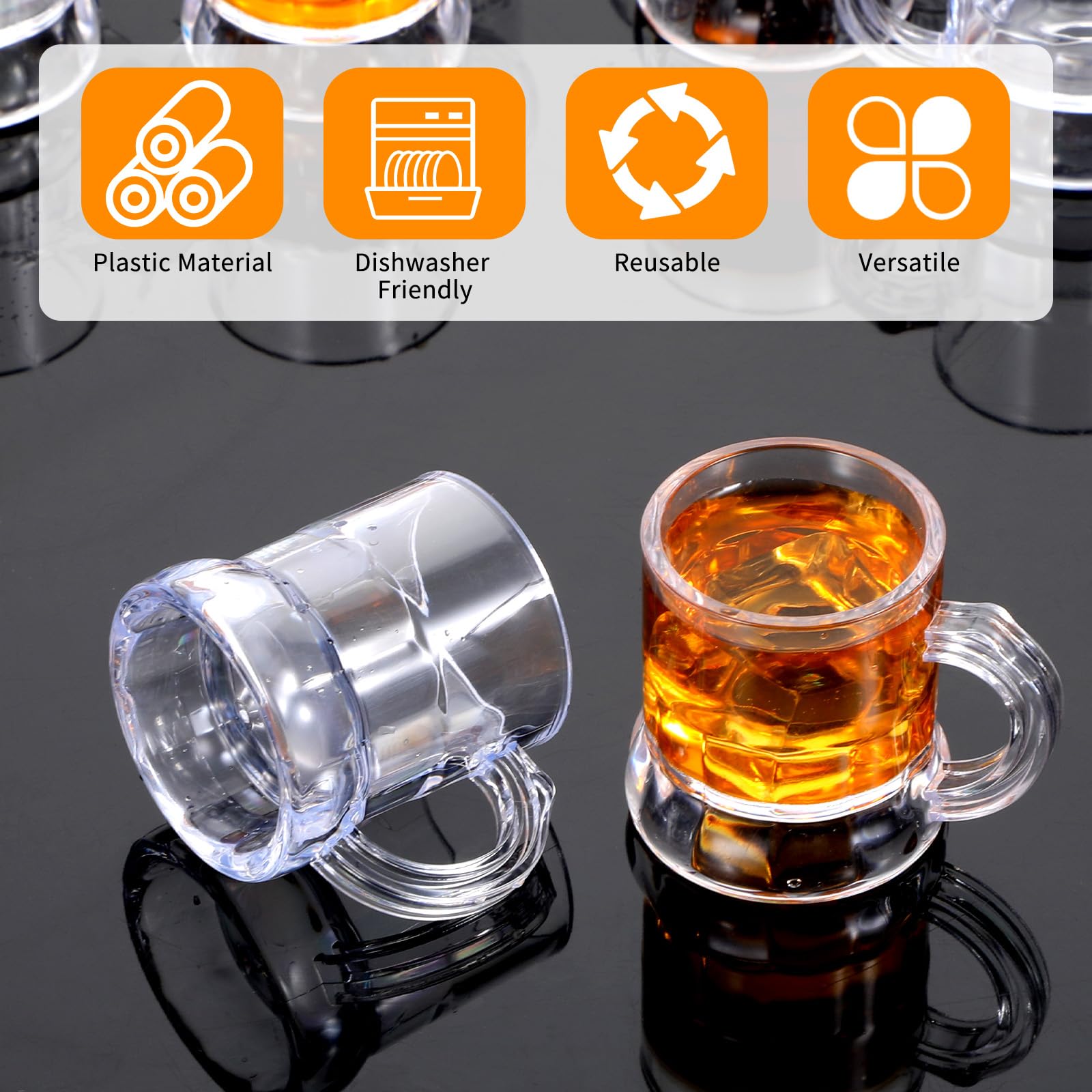 Heavy base clear plastic beer mugs SHENLIU with grip handle