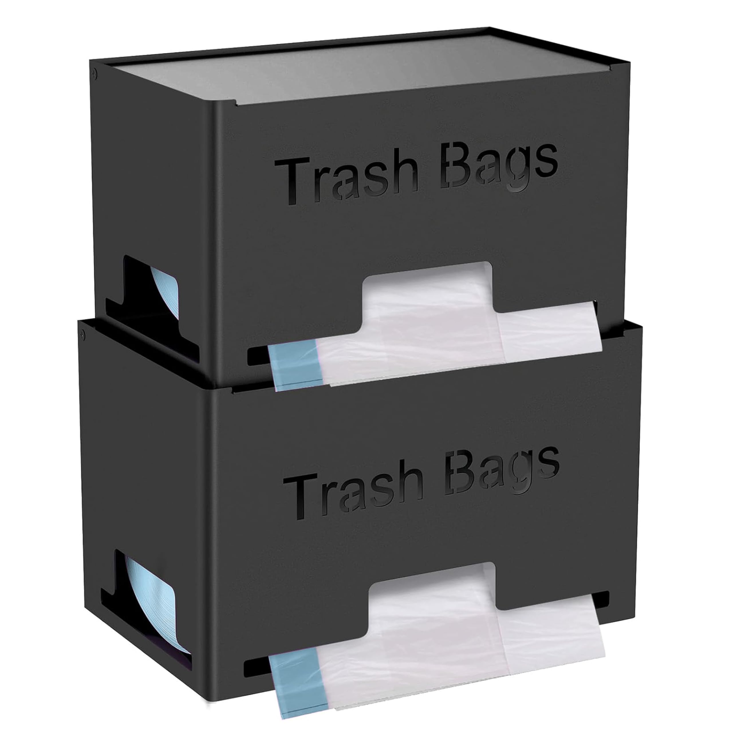 2-pack trash bag holder dispenser in black