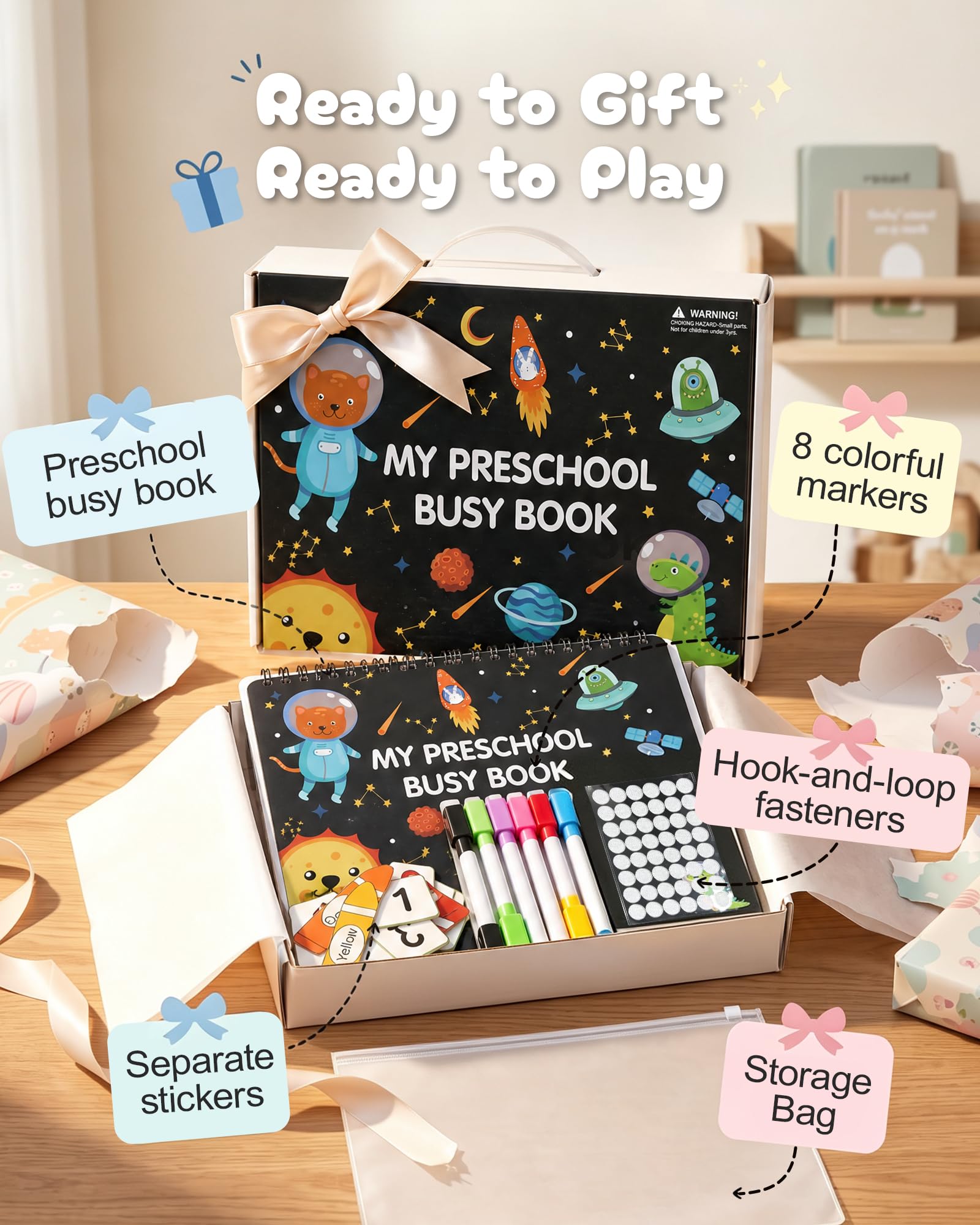Gift-ready Mallify busy book for holidays