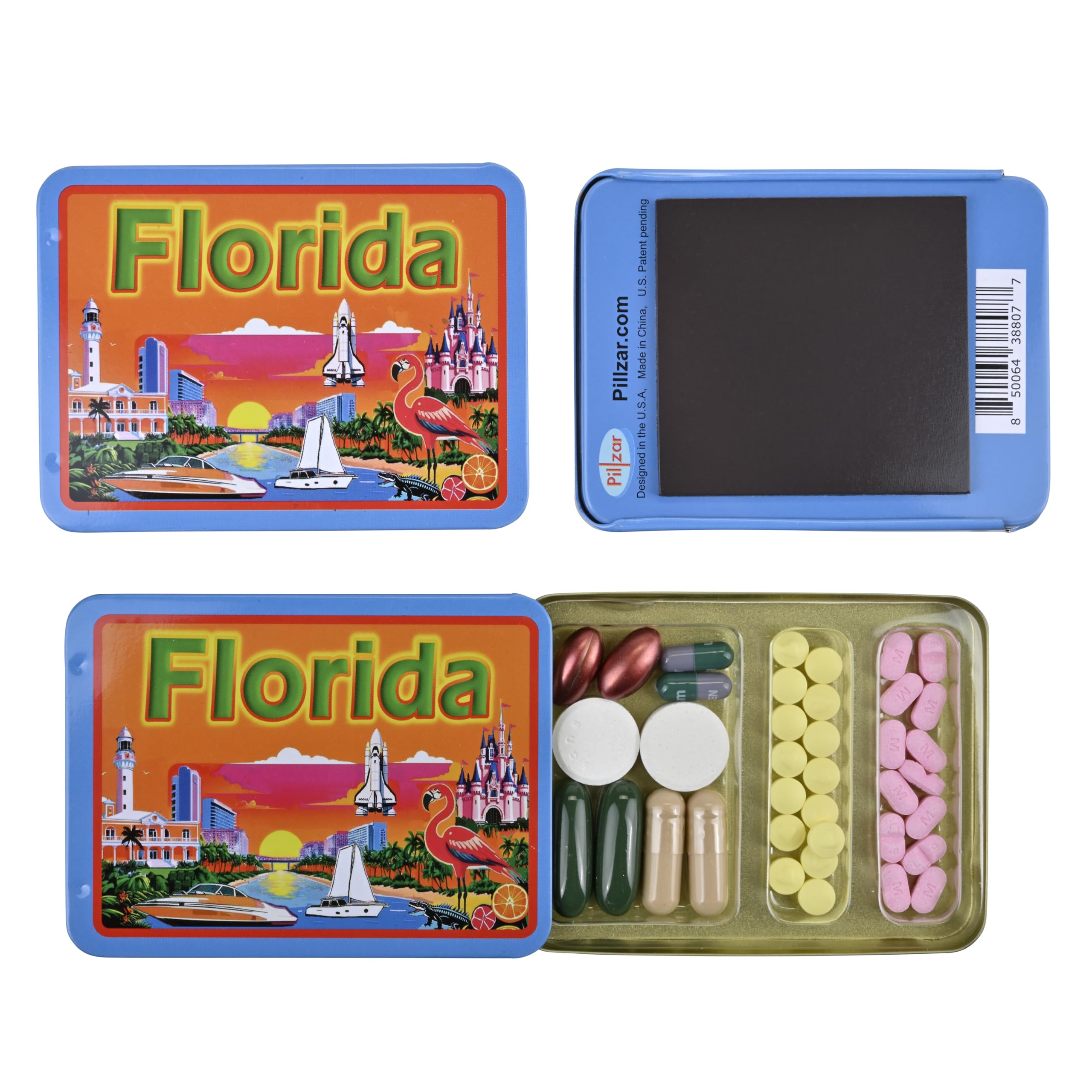 Travel friendly magnetic pill box design for everyday use