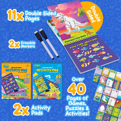 Two travel activity books with wipe-clean pages