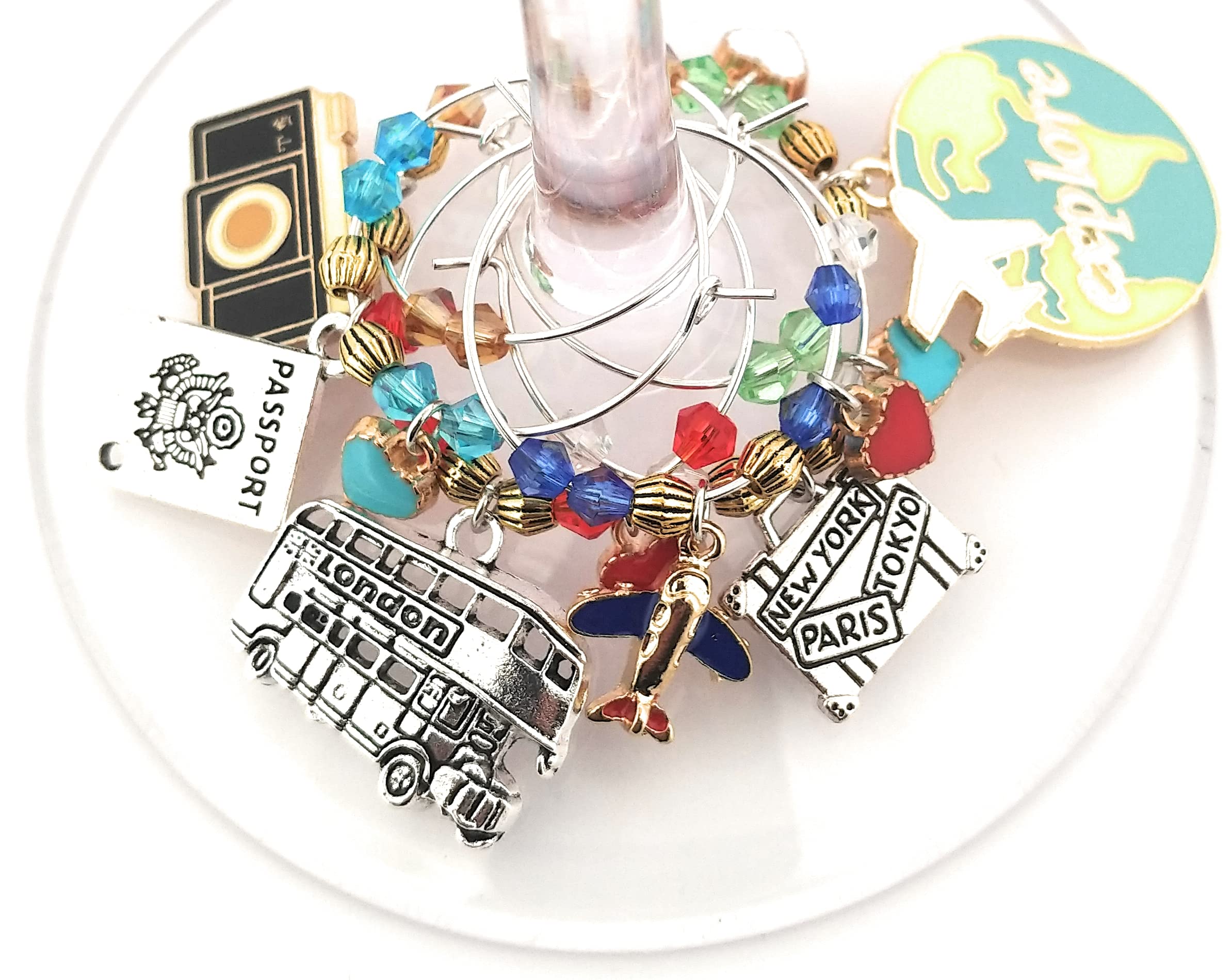 hand-crafted Pixie Wine Charms with vibrant colors