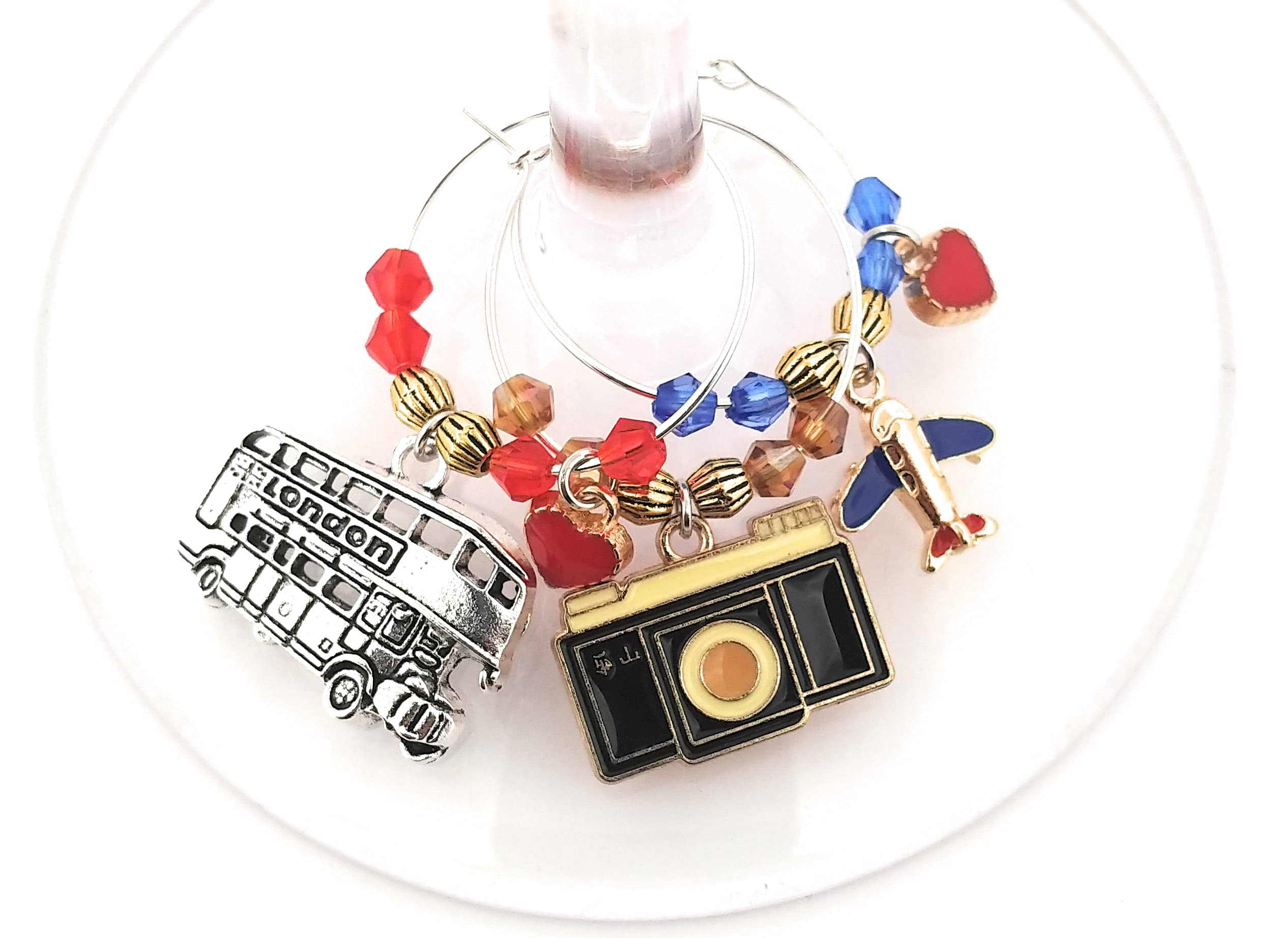 travel themed wine glass identifiers for parties