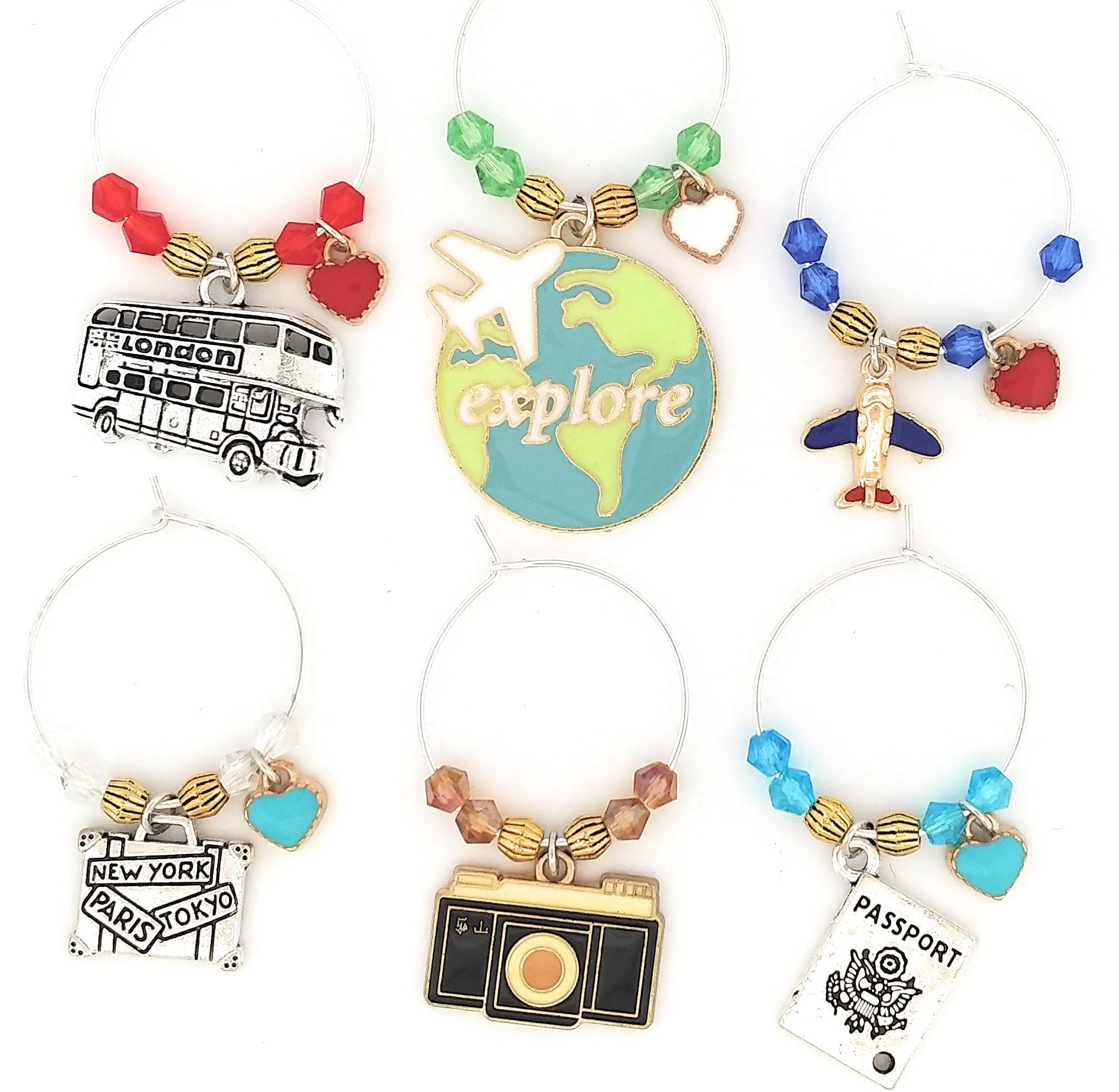 beaded travel wine charms with complementary colors