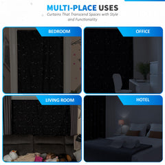Travel nursery blackout curtains with star pattern
