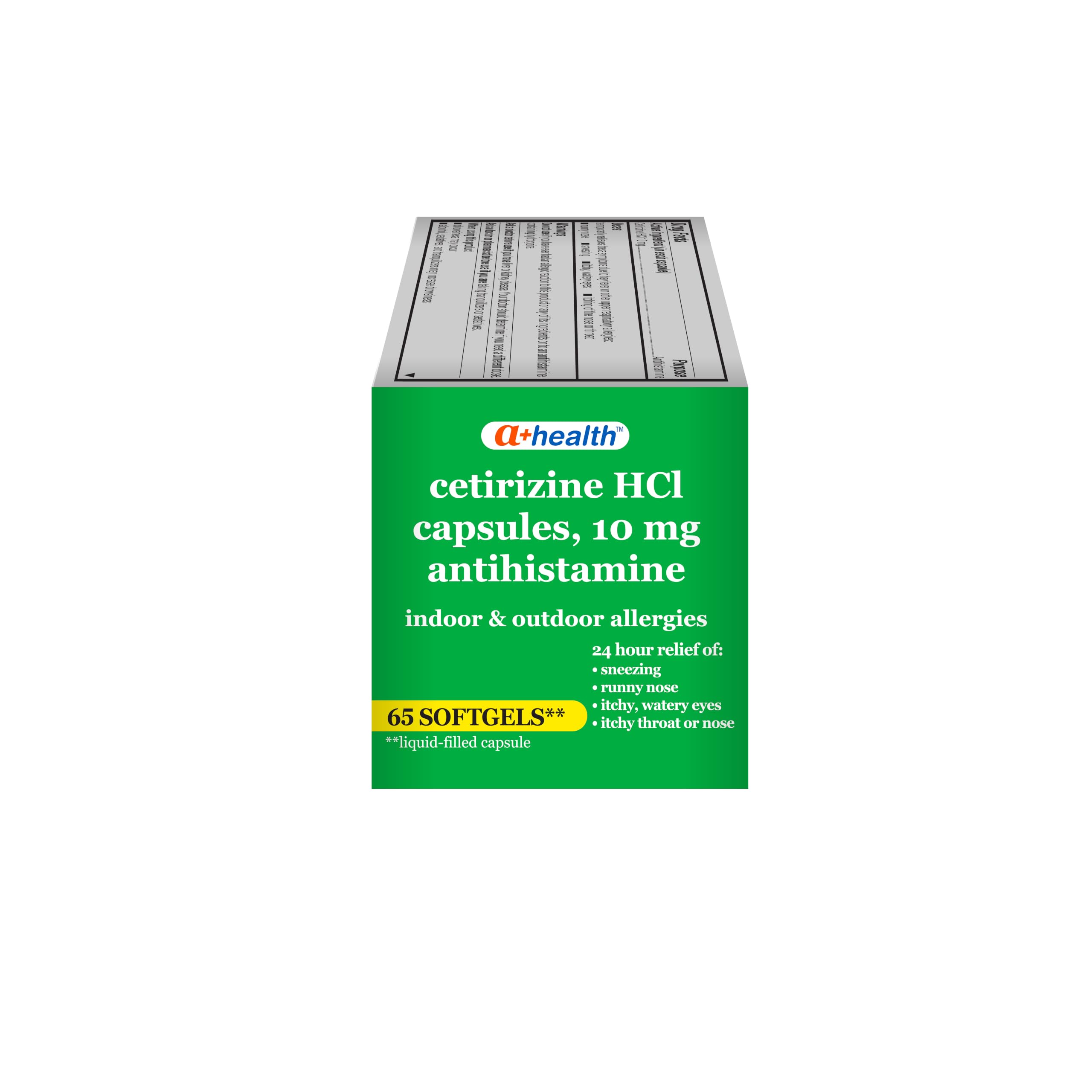 Cetirizine HCl 10mg softgels packaging