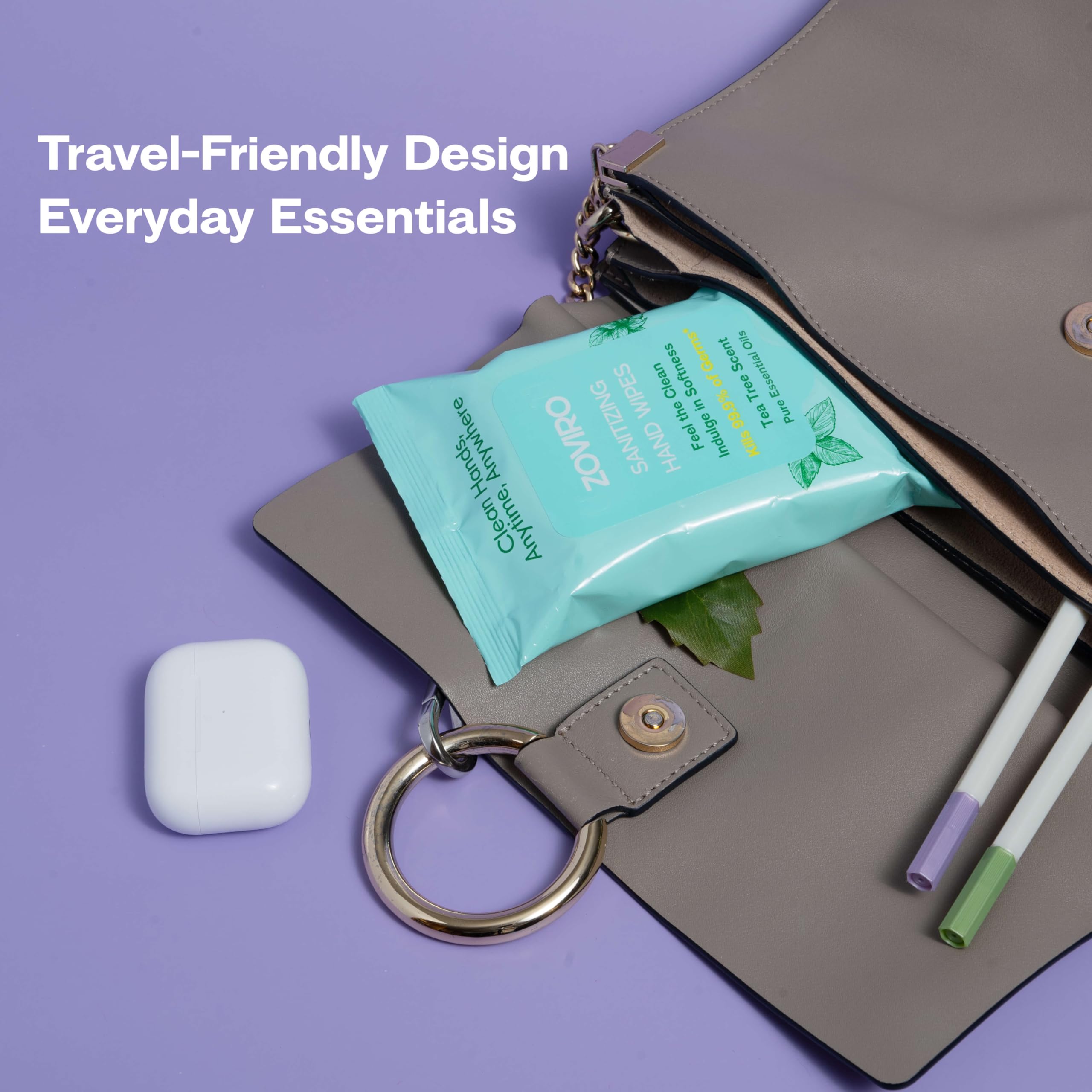 Tea tree scented travel wipes