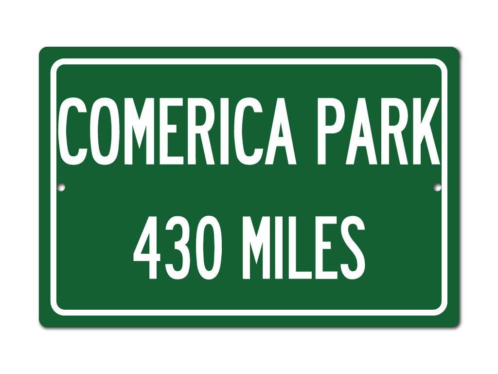 TravelSigns Personalized distance sign Comerica Park aluminum high gloss