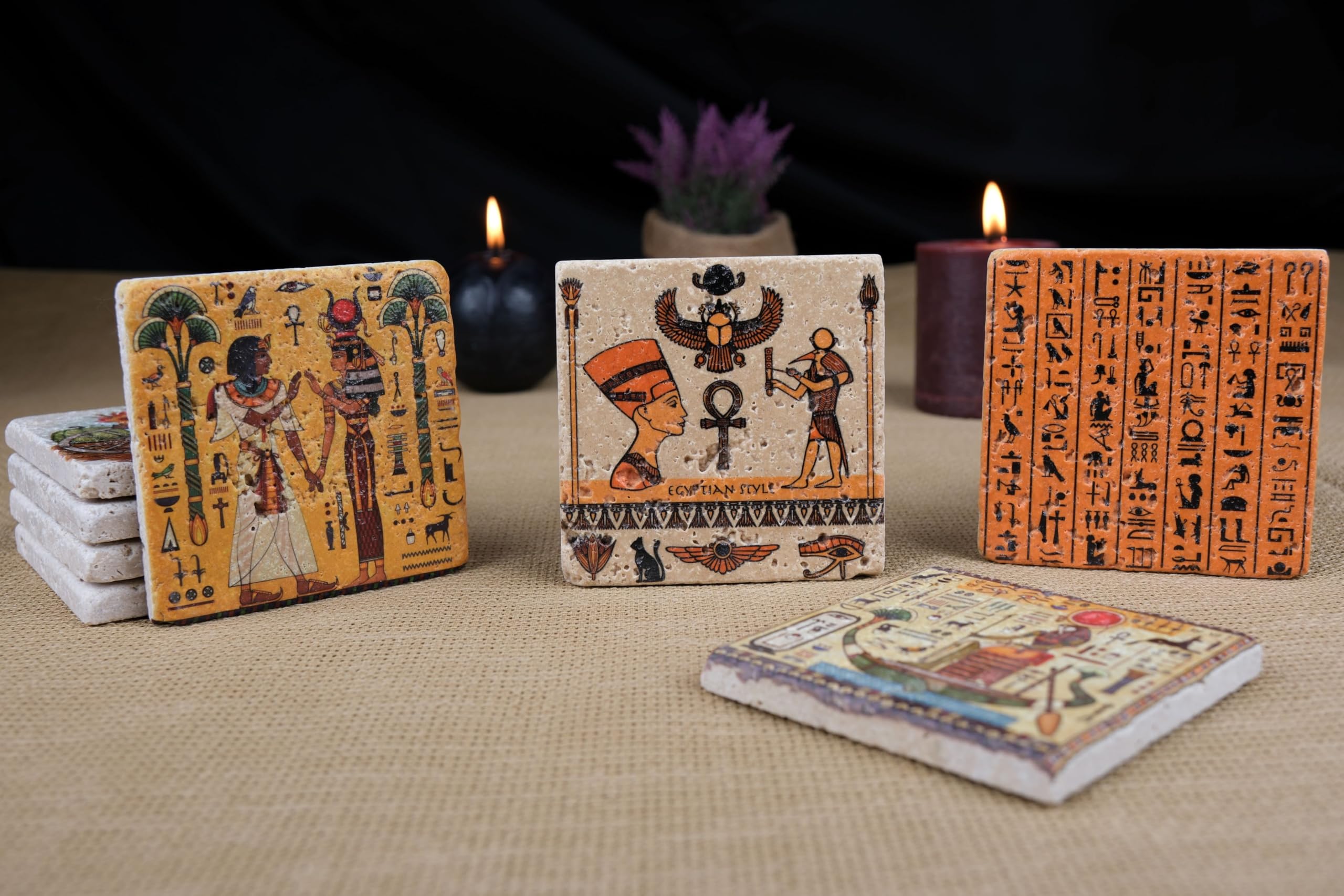 Ancient Egypt Coasters eco-friendly non-toxic painted finish