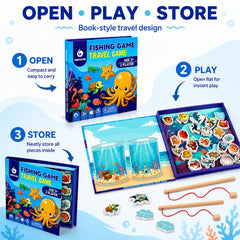 Close up of 6.5-inch TRAVOFUN travel fishing game pages