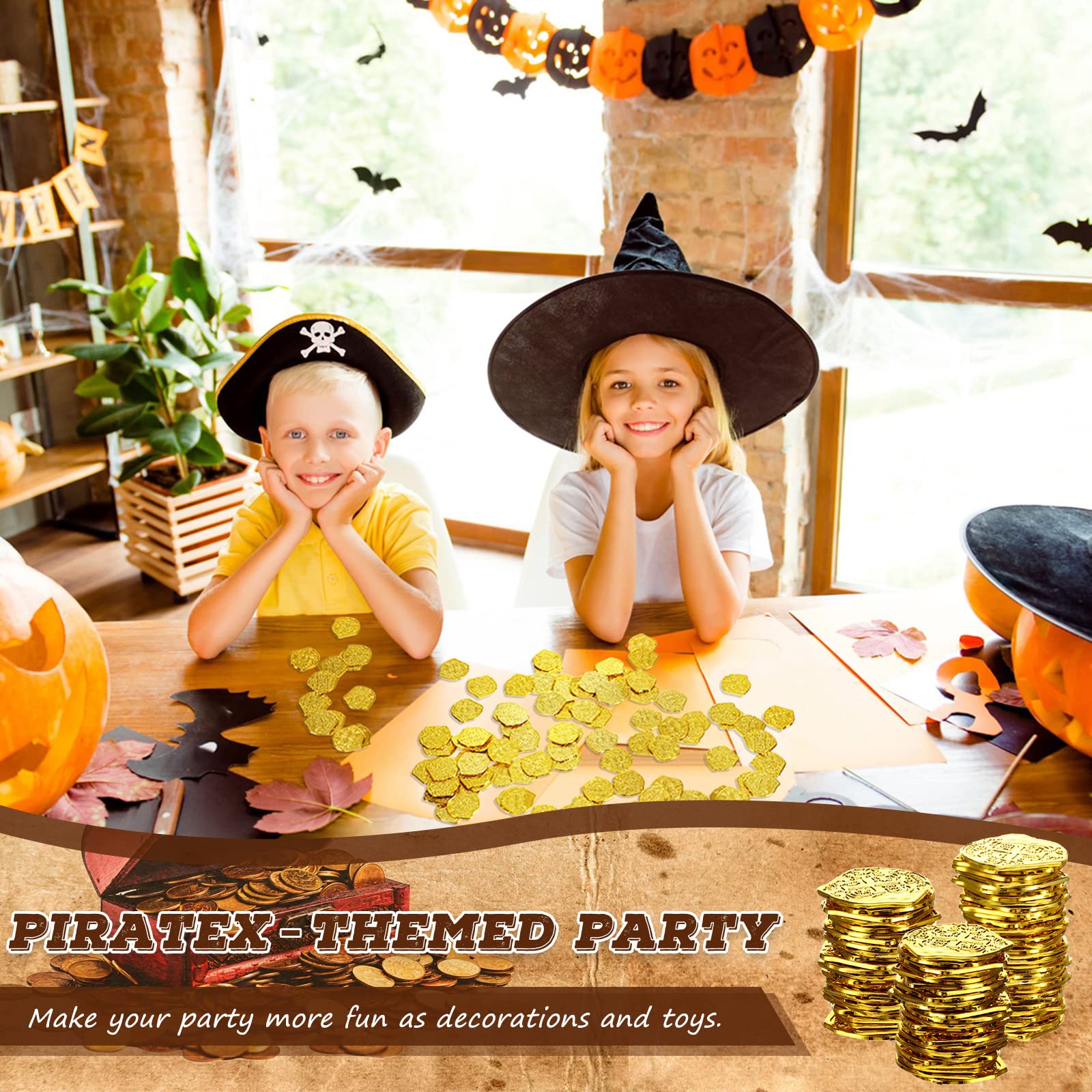 Pirate coins used as party favors and decorations