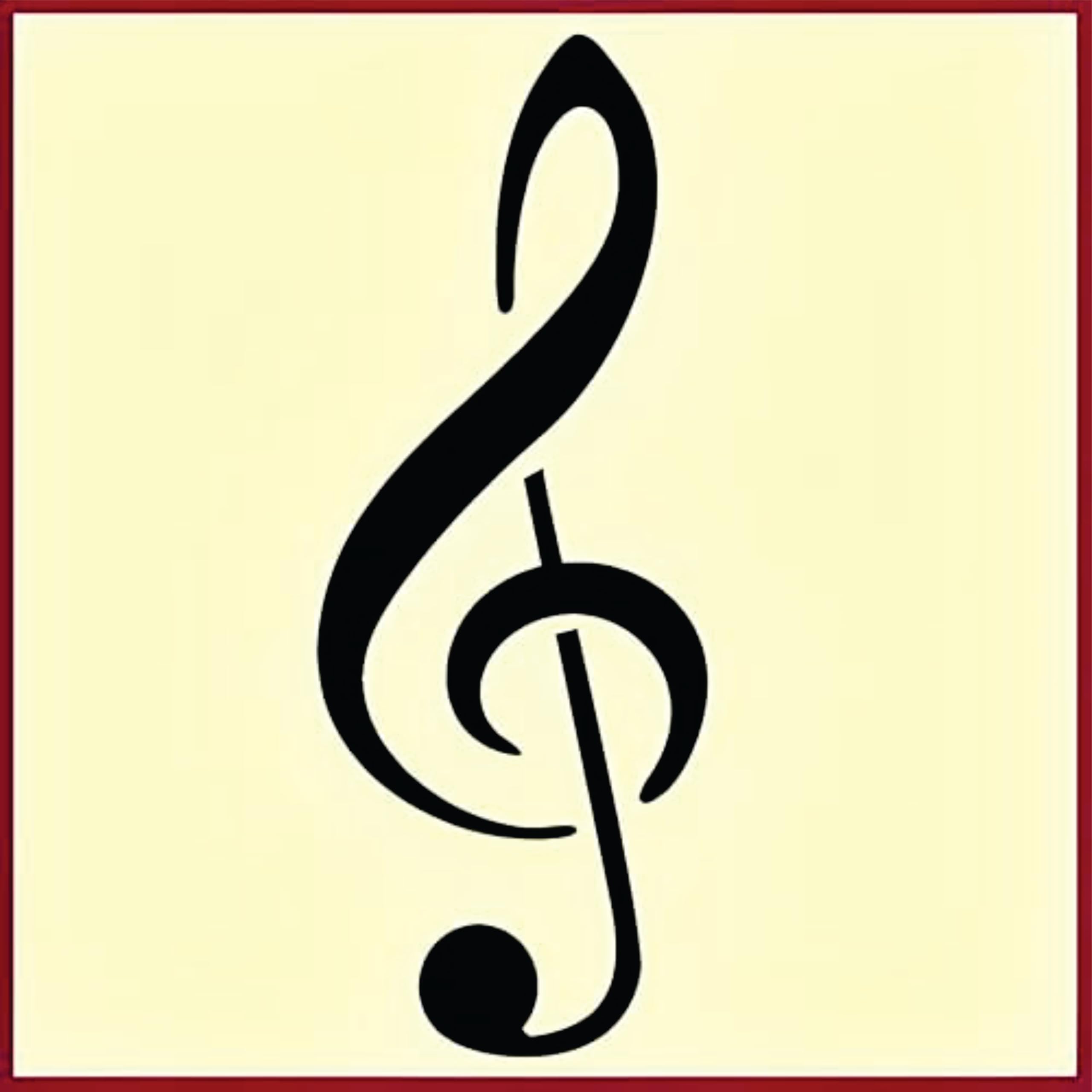 Treble Clef Stencil Template 1x2.5 on durable Mylar