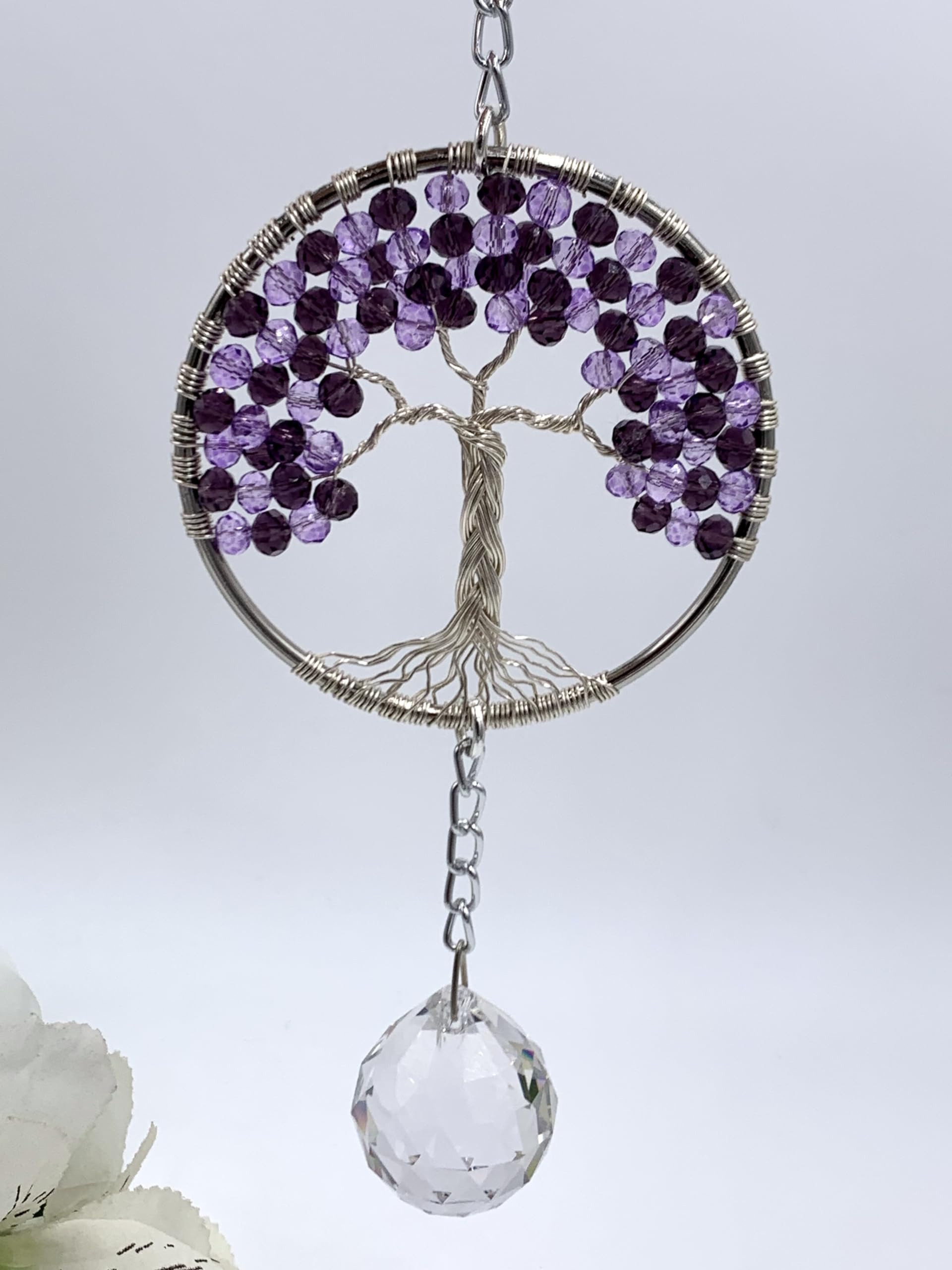 Window ornament tree of life amethyst crystals for rainbow prisms