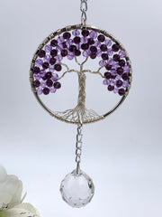 Window ornament tree of life amethyst crystals for rainbow prisms