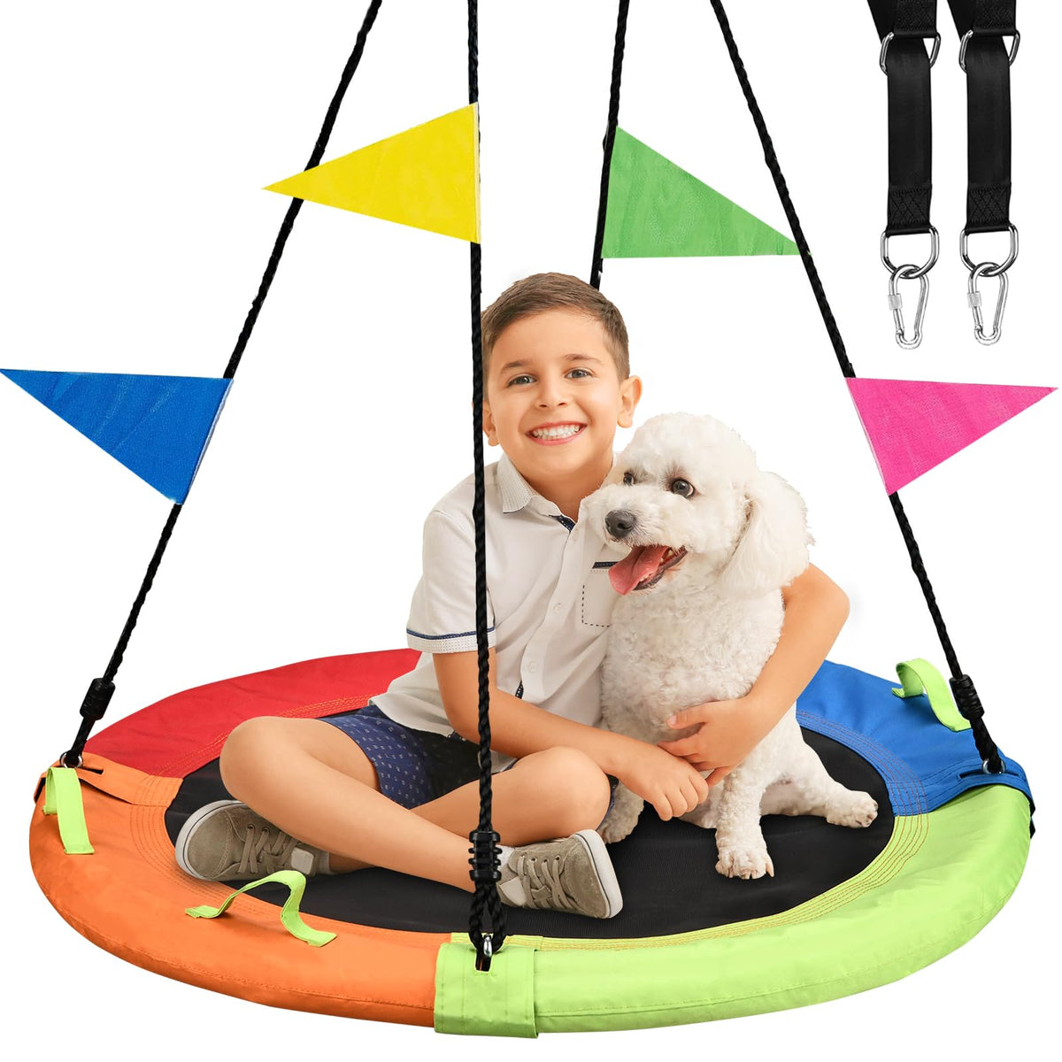 Tree Swing saucer 40 inch backyard multicolor frame and ropes