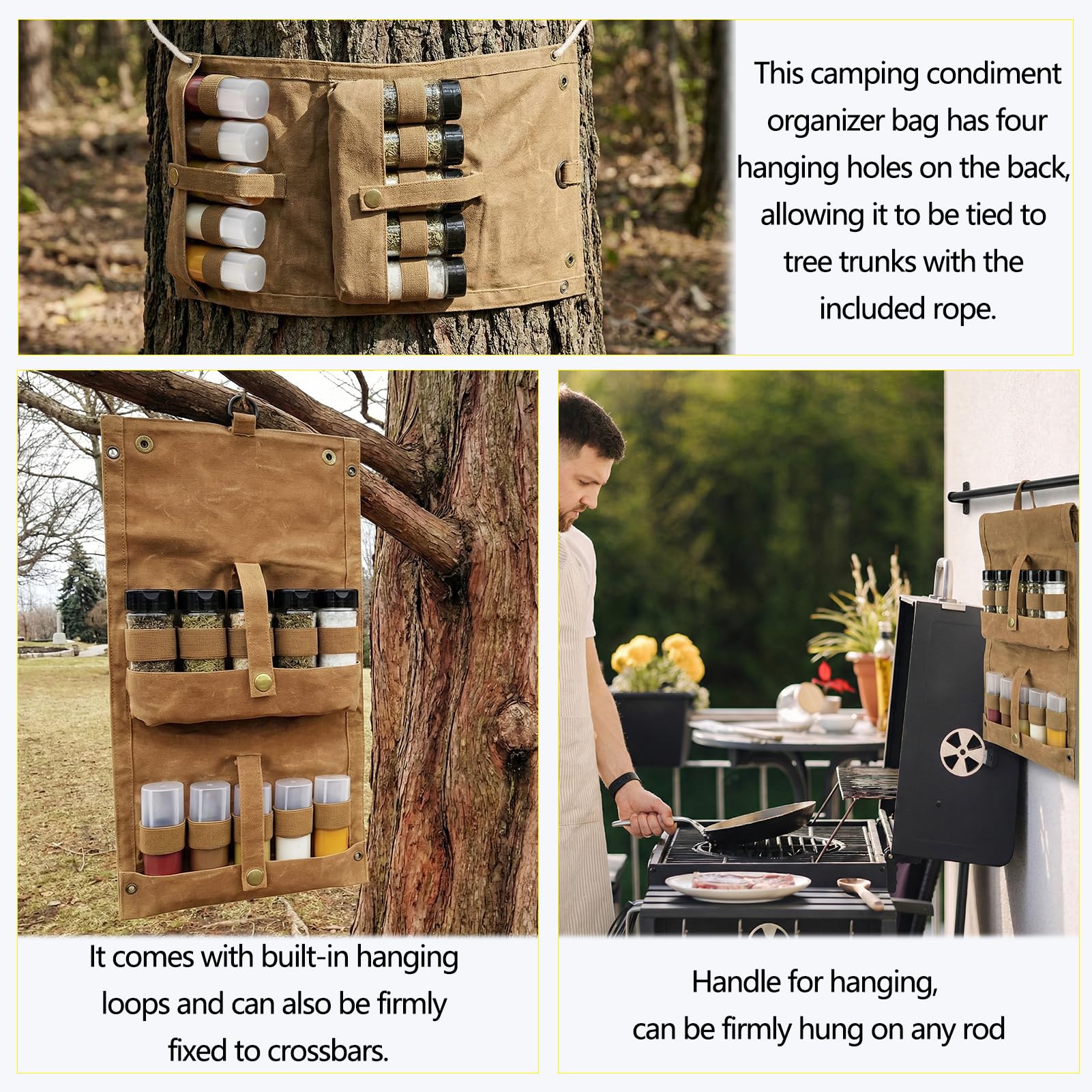 Hanging holes and multi-scene setup for camping