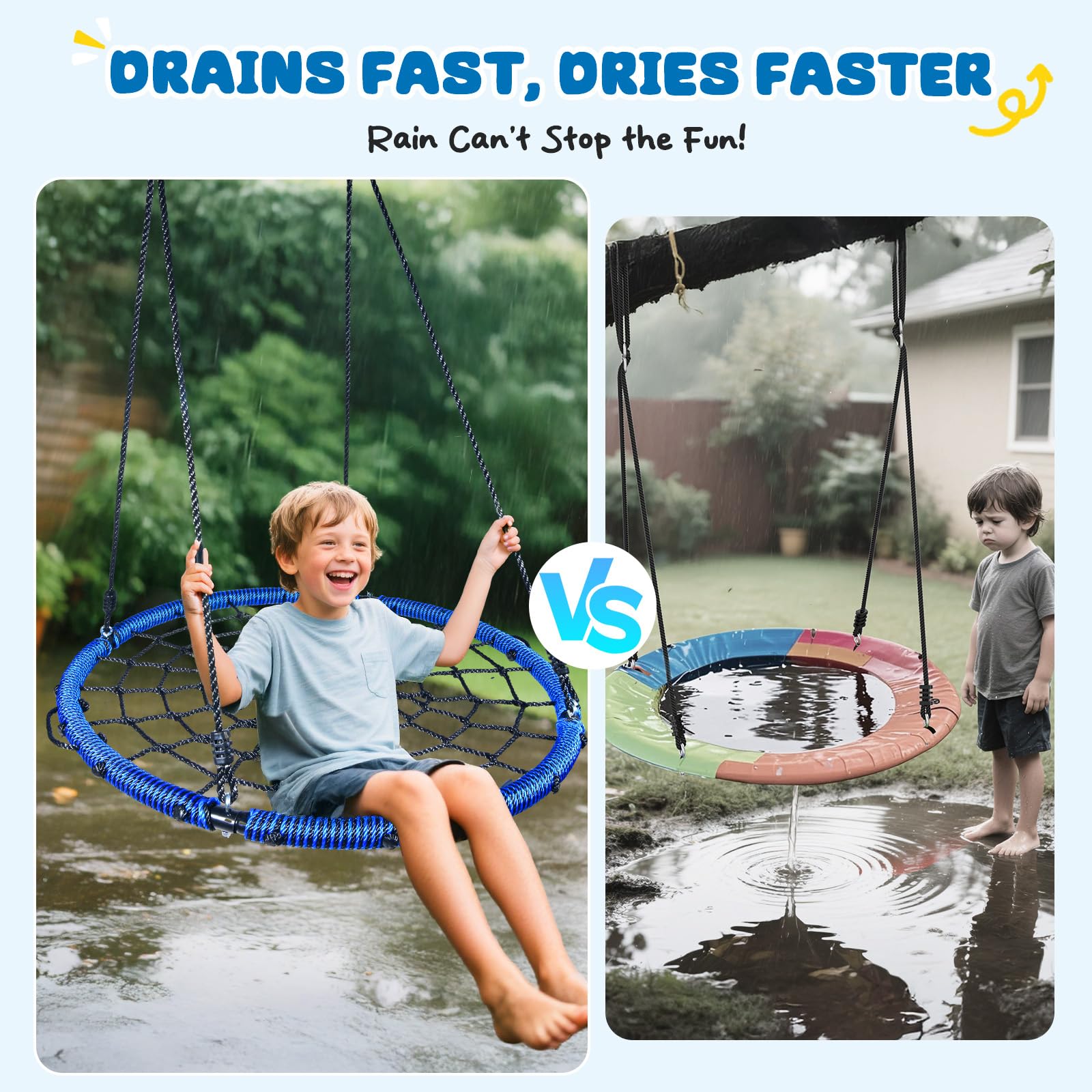 Outdoor nest swing by Trekassy with durable net circle and rope