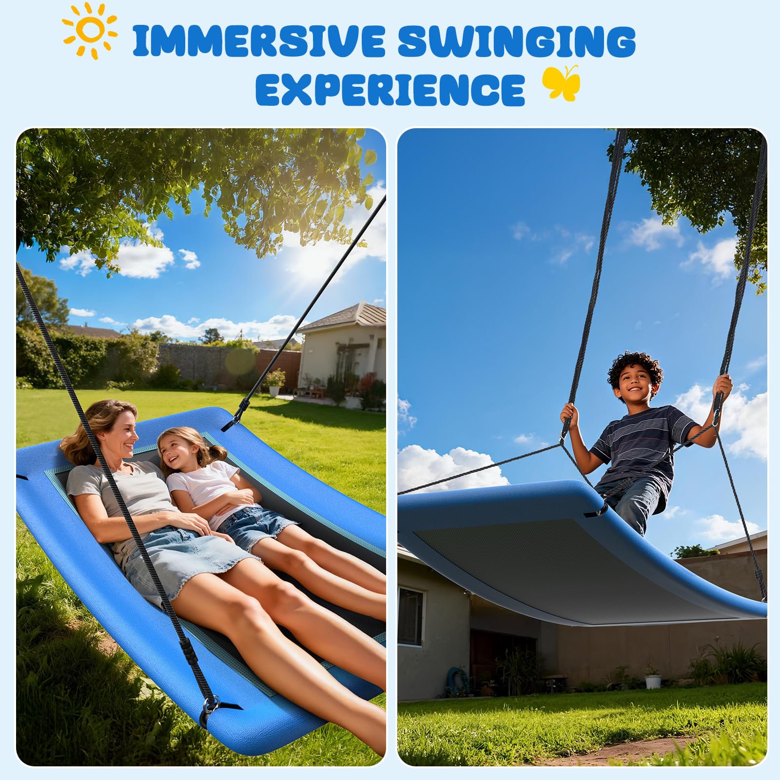 Curved safety design provides secure cradle for kids and adults