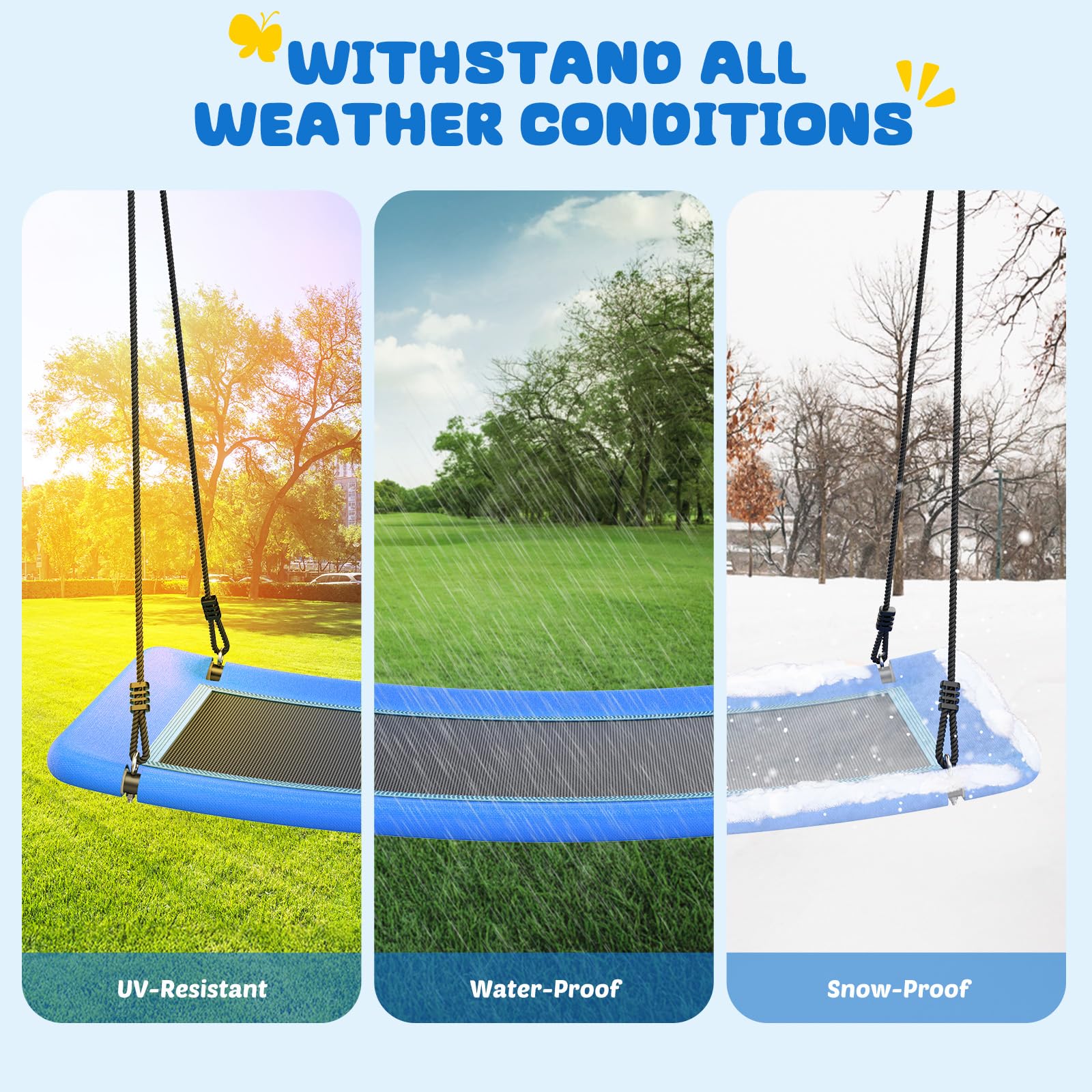Includes 2 heavy duty tree straps for easy setup