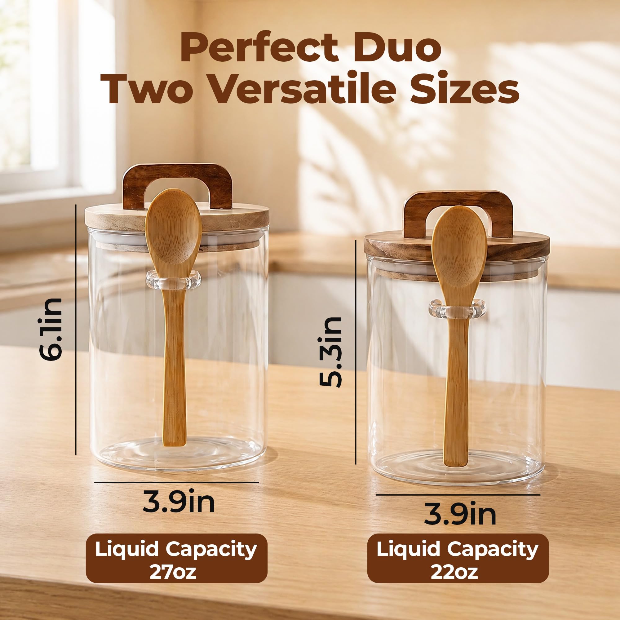 Trez Treamer sugar bowl 800ml glass jar with wooden lid and spoon
