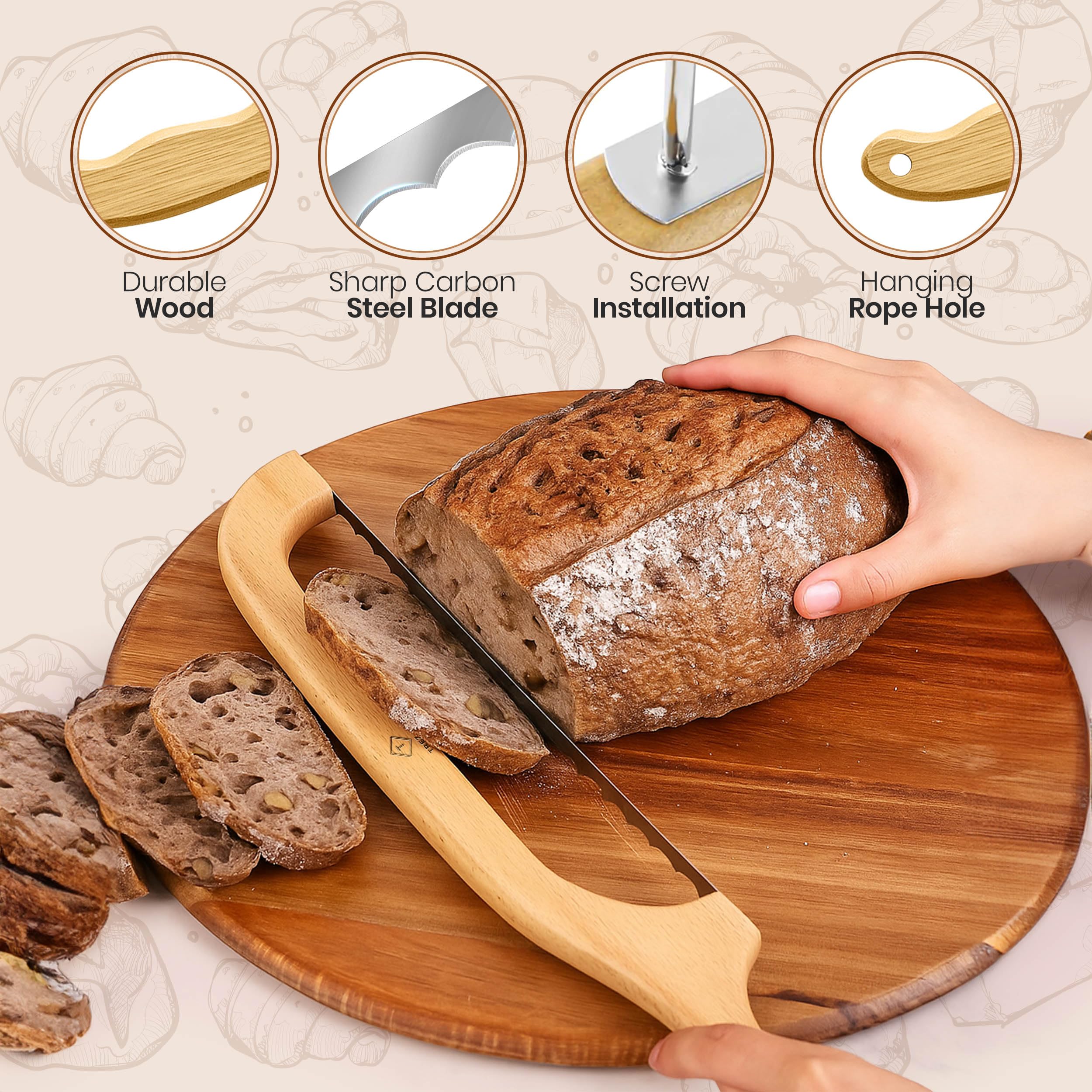 Reusable bread bags set for TREZENTA bread knife