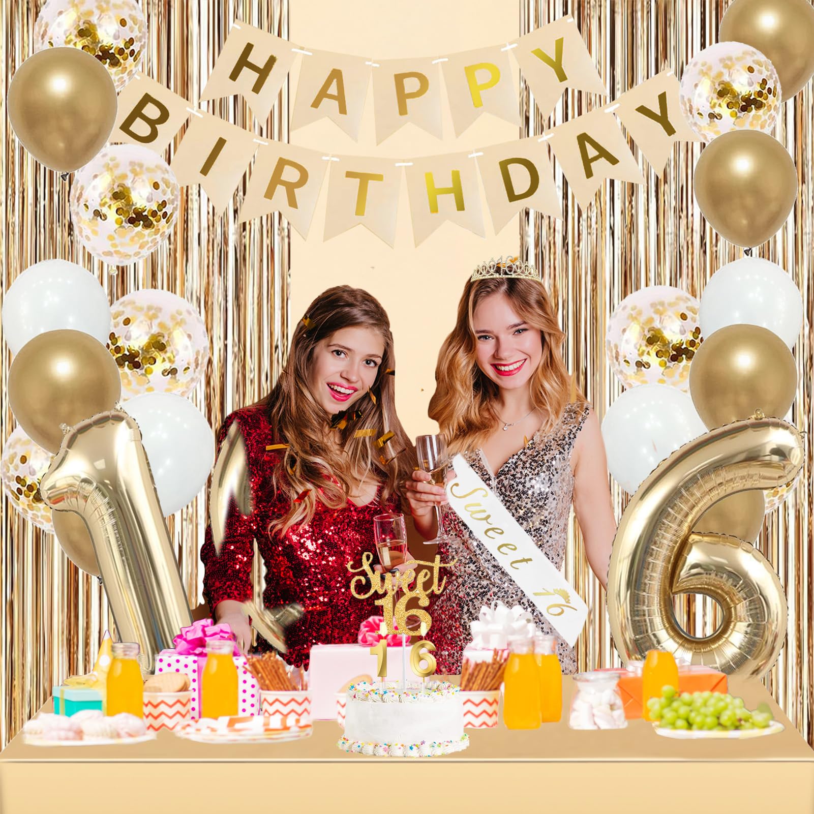 Trgowaul champagne gold birthday supplies packaging