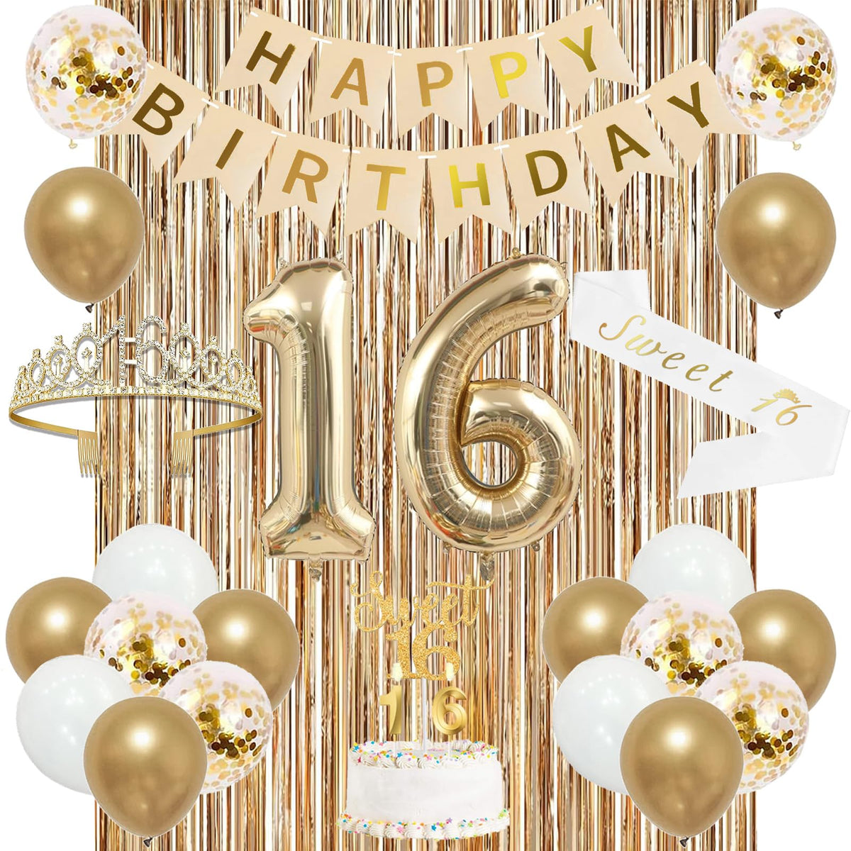 Trgowaul gold champagne 16th banner for girls