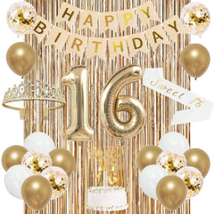 Trgowaul gold champagne 16th banner for girls