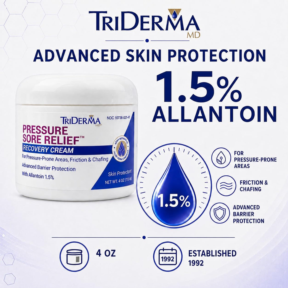 TriDerma MD Pressure Sore Relief Healing Cream for Bed Sores packaging