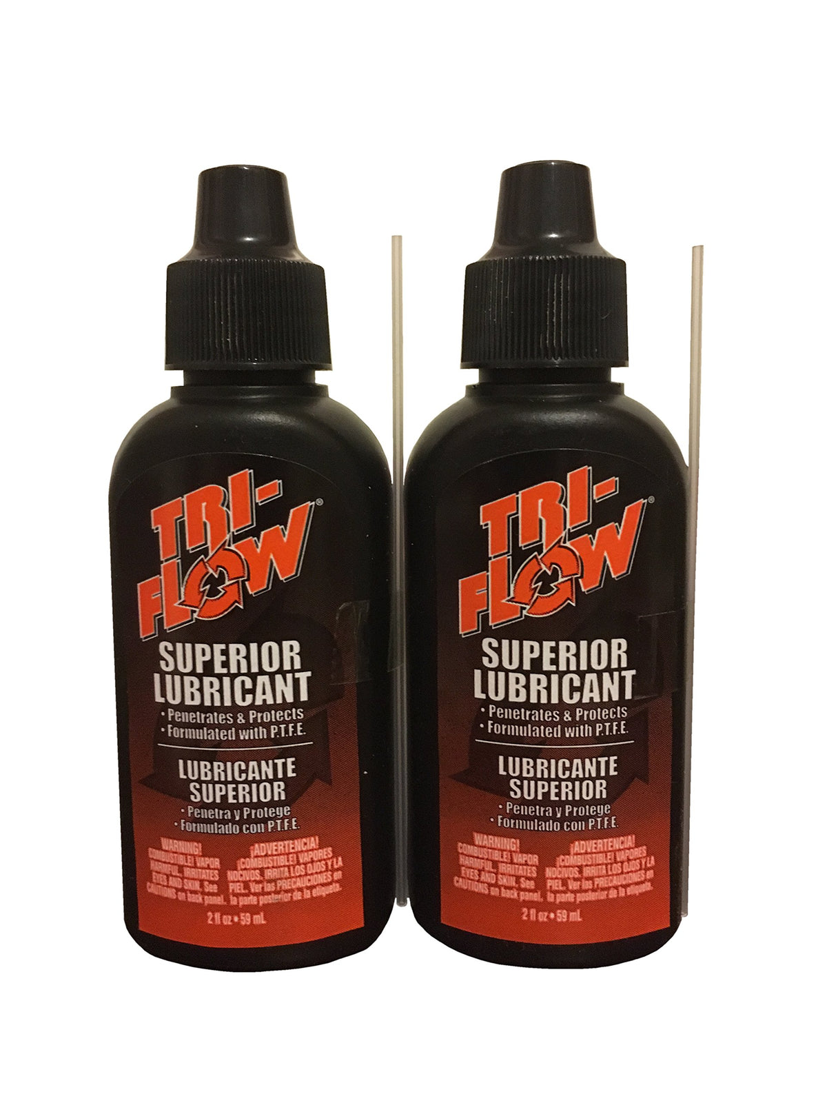 Tri-Flow Superior Lubricant two 2oz bottles with a 4-Inch straw