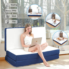 Tri-fold memory foam mattress suitable as futon sofa bed