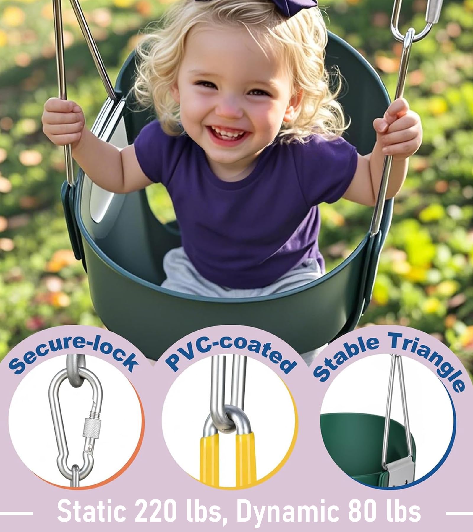 PVC-dipped chains reduce pinched fingers