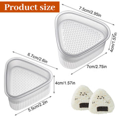 Triangle Onigiri Mold clear plastic two-piece set 7.5x7x4cm and 6.7x5.5x4cm