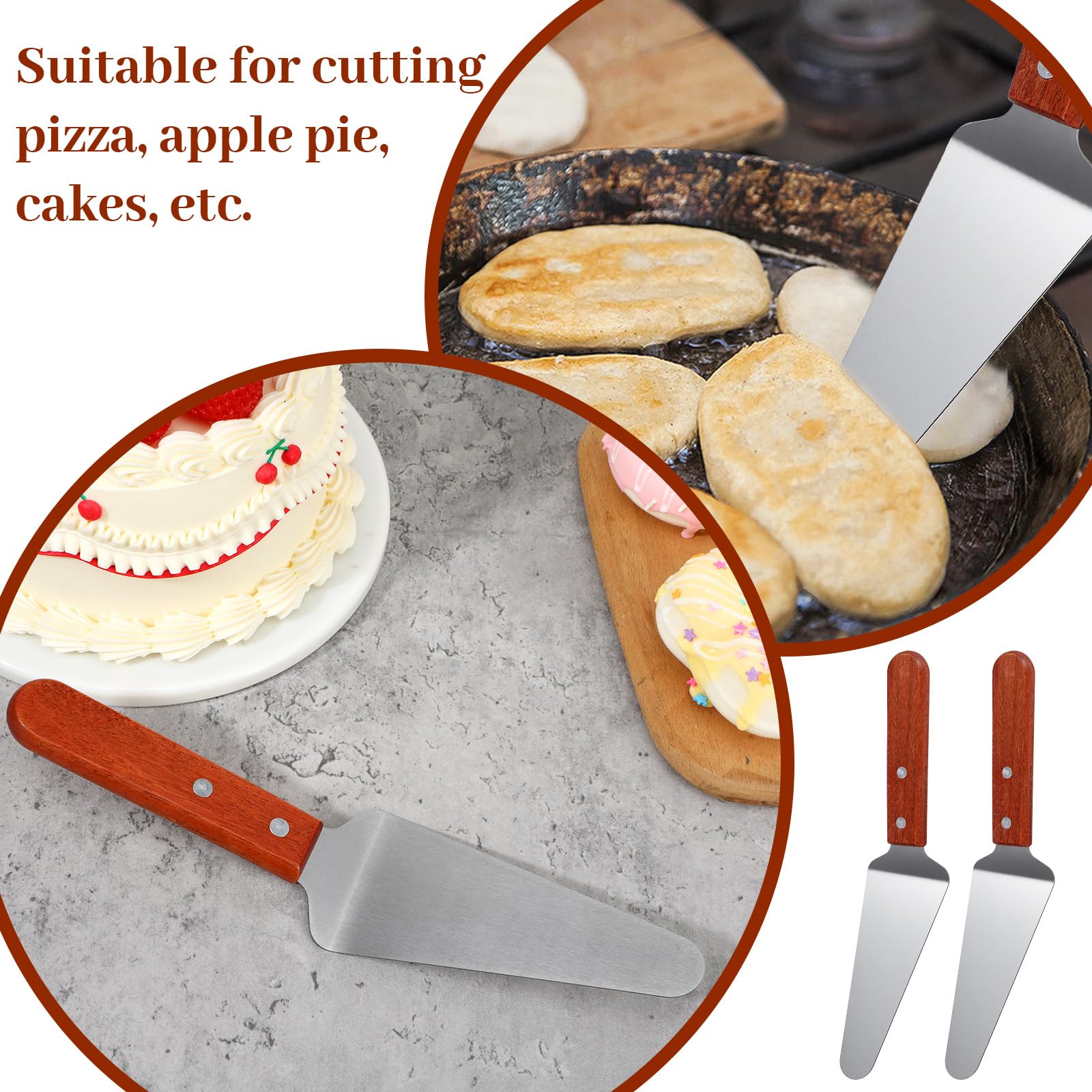 10.24 inch long pizza pie server with non-slip grip