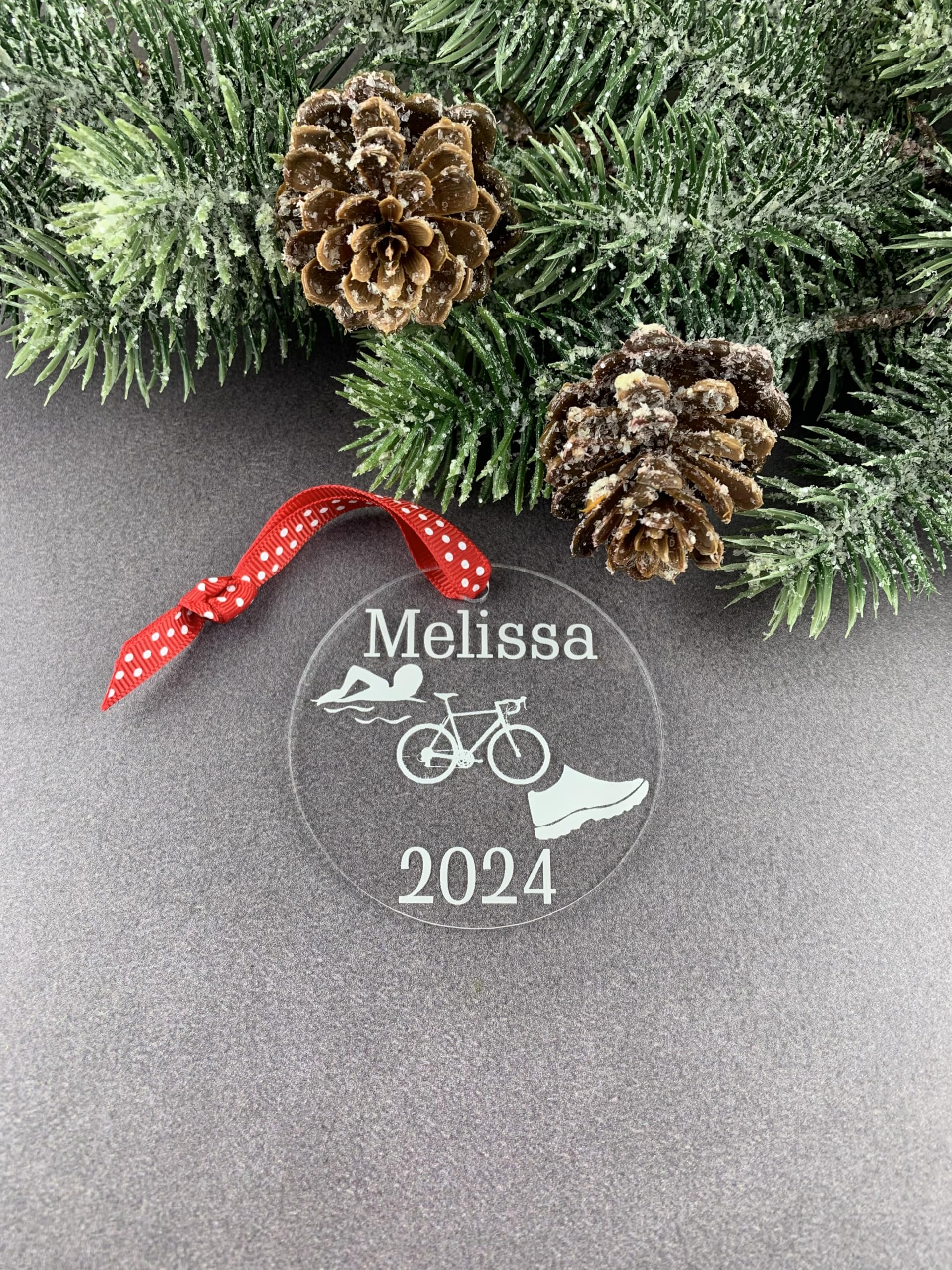 Personalized Triathlon Ornament name and year image
