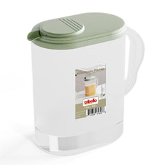 Tribello 1-Gallon Slim Plastic Pitcher with Lid Sage Green front view