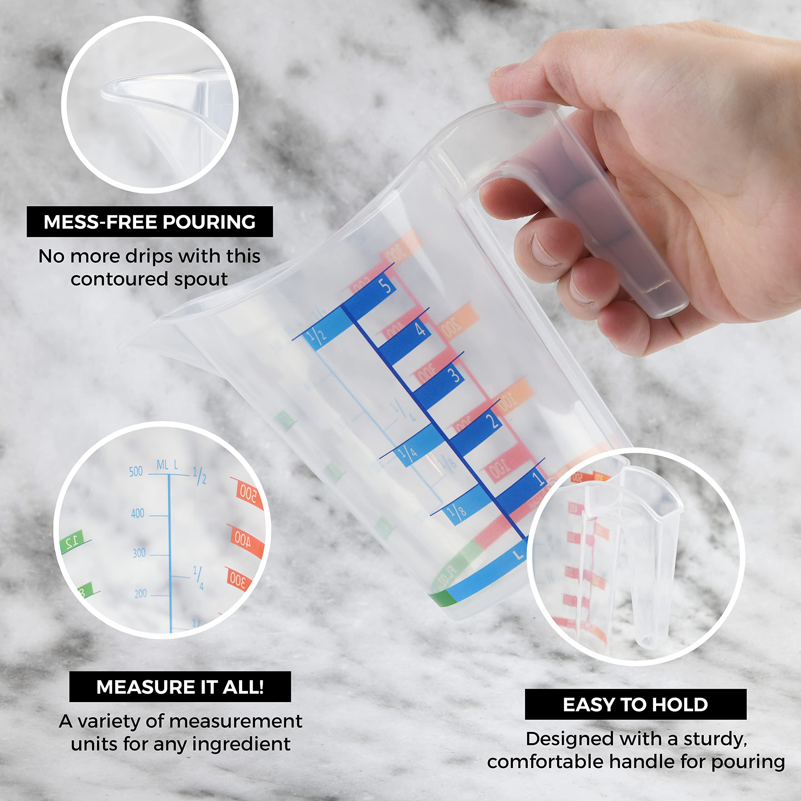 Clear BPA free plastic liquid measuring cups