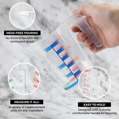Clear BPA free plastic liquid measuring cups