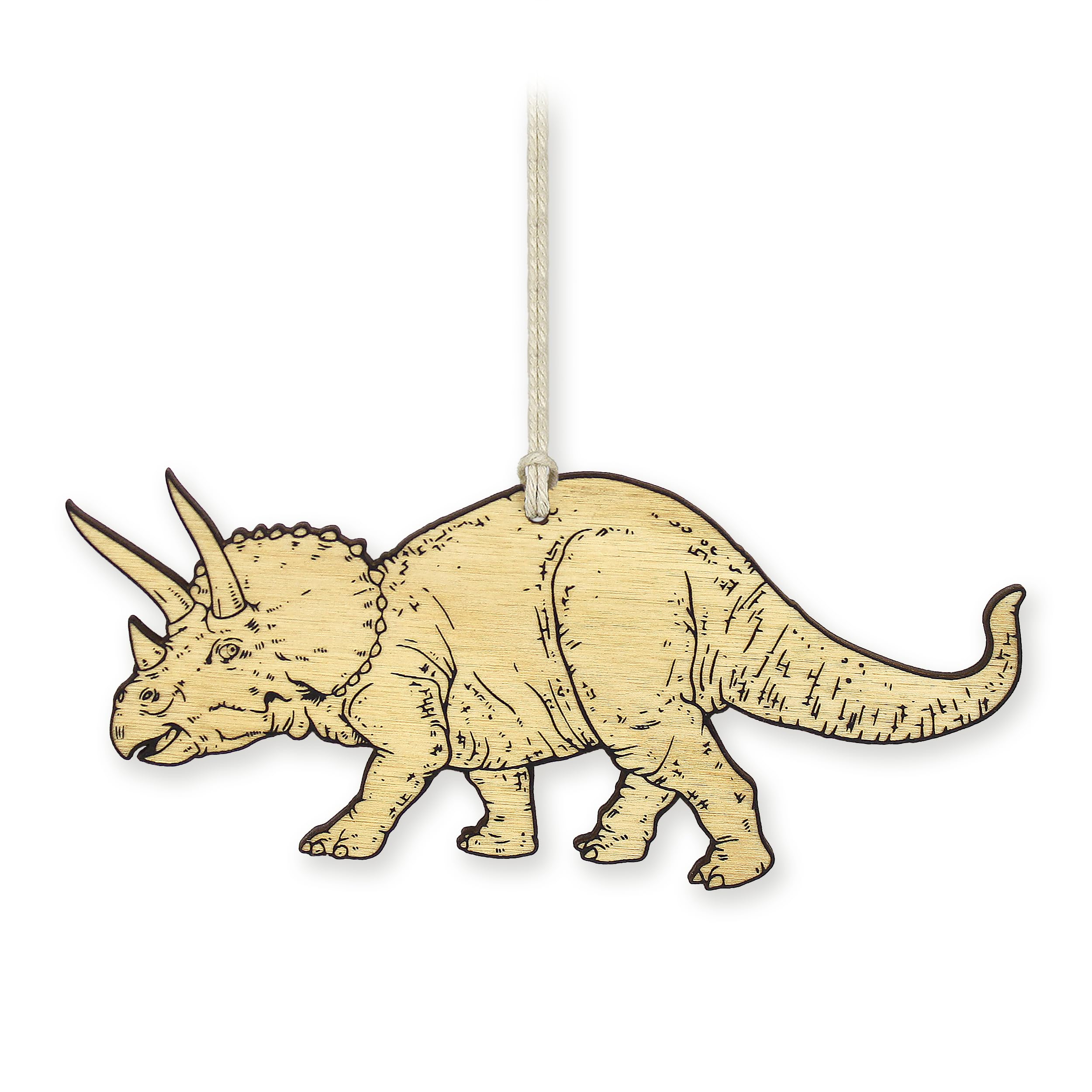 Triceratops Christmas Ornament made of birch wood