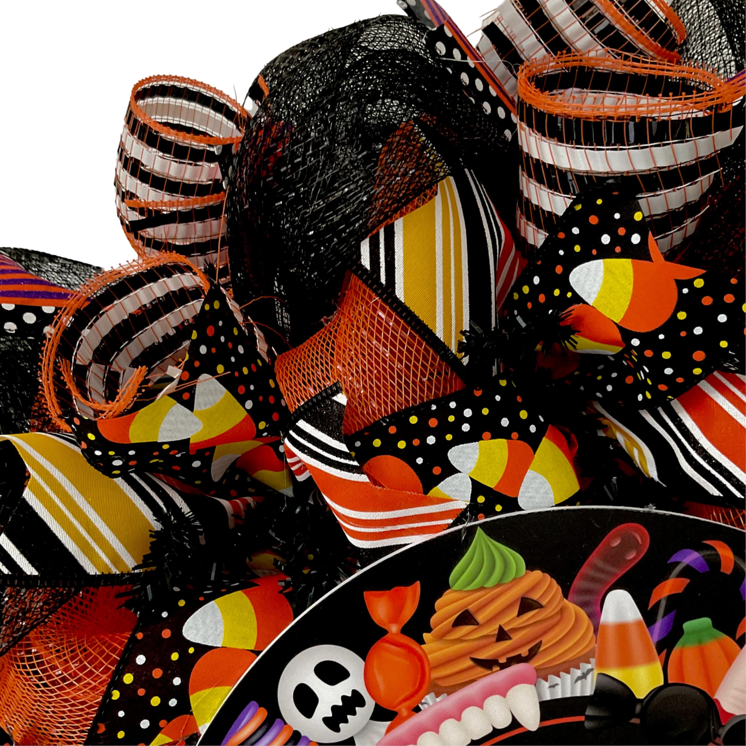 Trick or Treat Halloween Candy Wreath indoor outdoor use