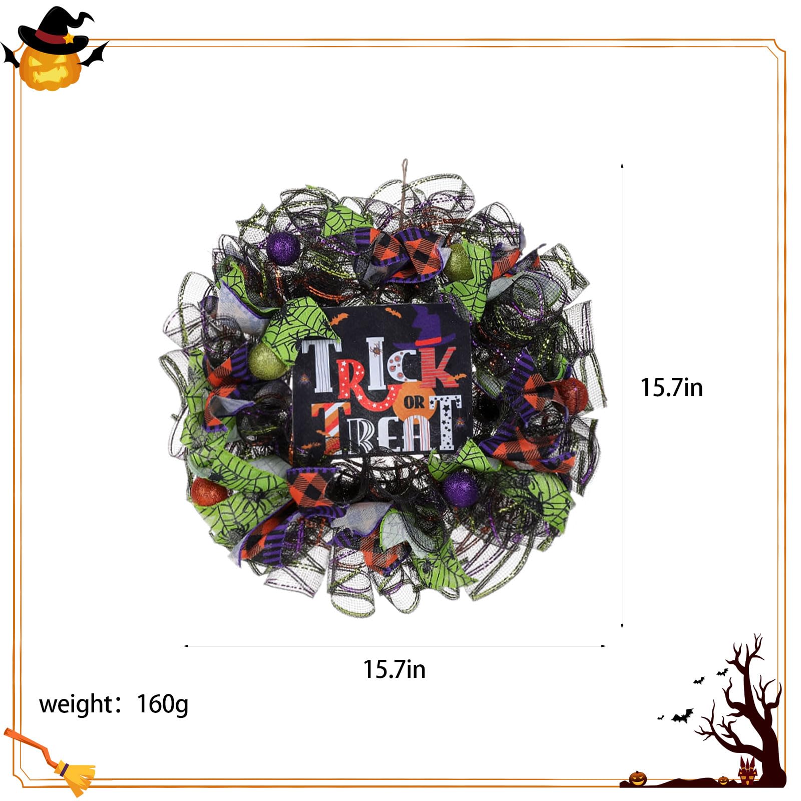 Trick or Treat mesh wreath for outdoor use