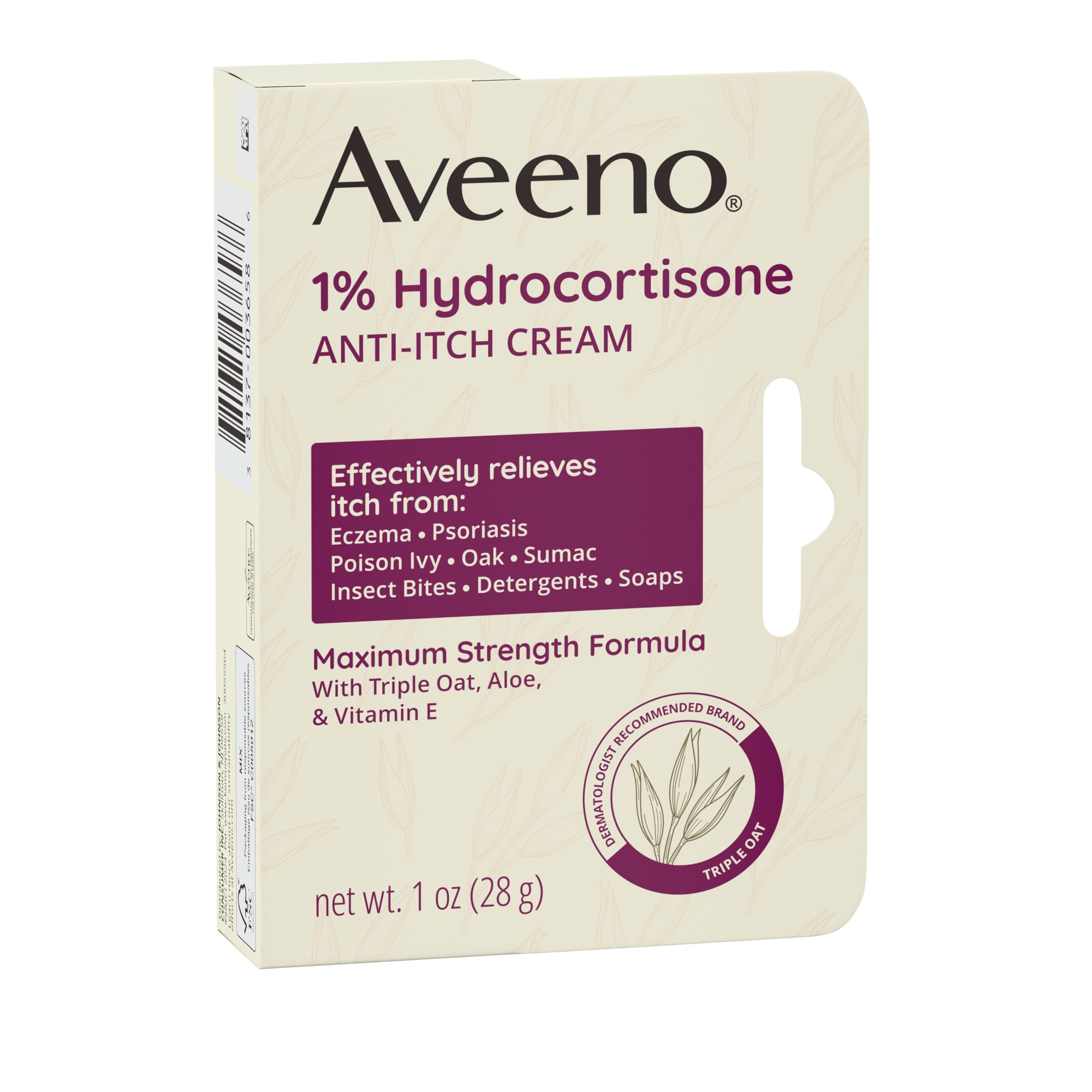 2-pack Aveeno anti-itch cream tubes close-up